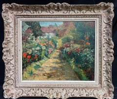 1900's French Impressionist Oil Painting Claude Monet's Garden at Giverny