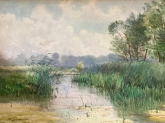 Leuchtend helles französisches impressionistisches Gemälde - Durch die Flussbank