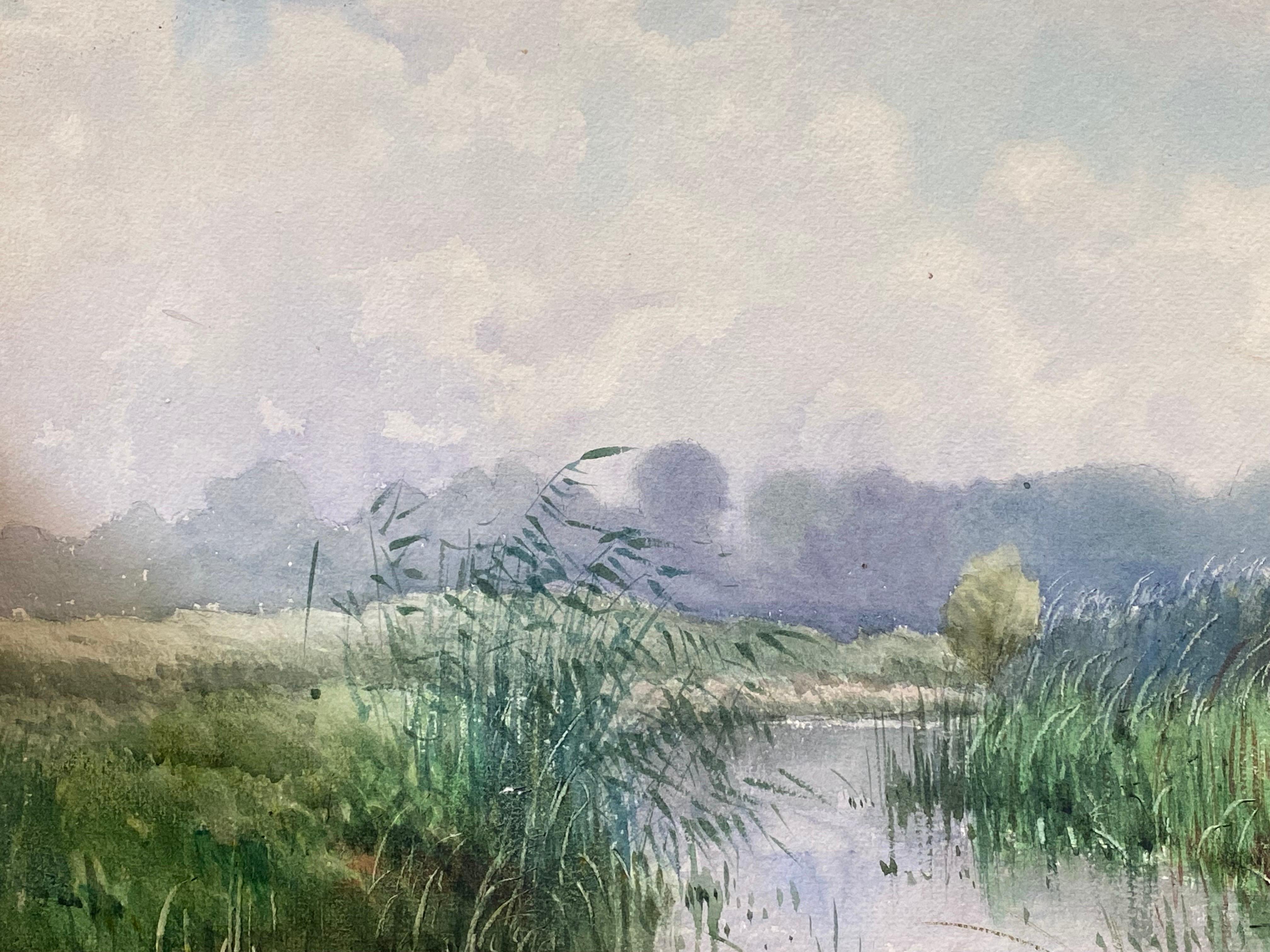 Bright French Impressionist Antique Painting - Through The River Bank 3