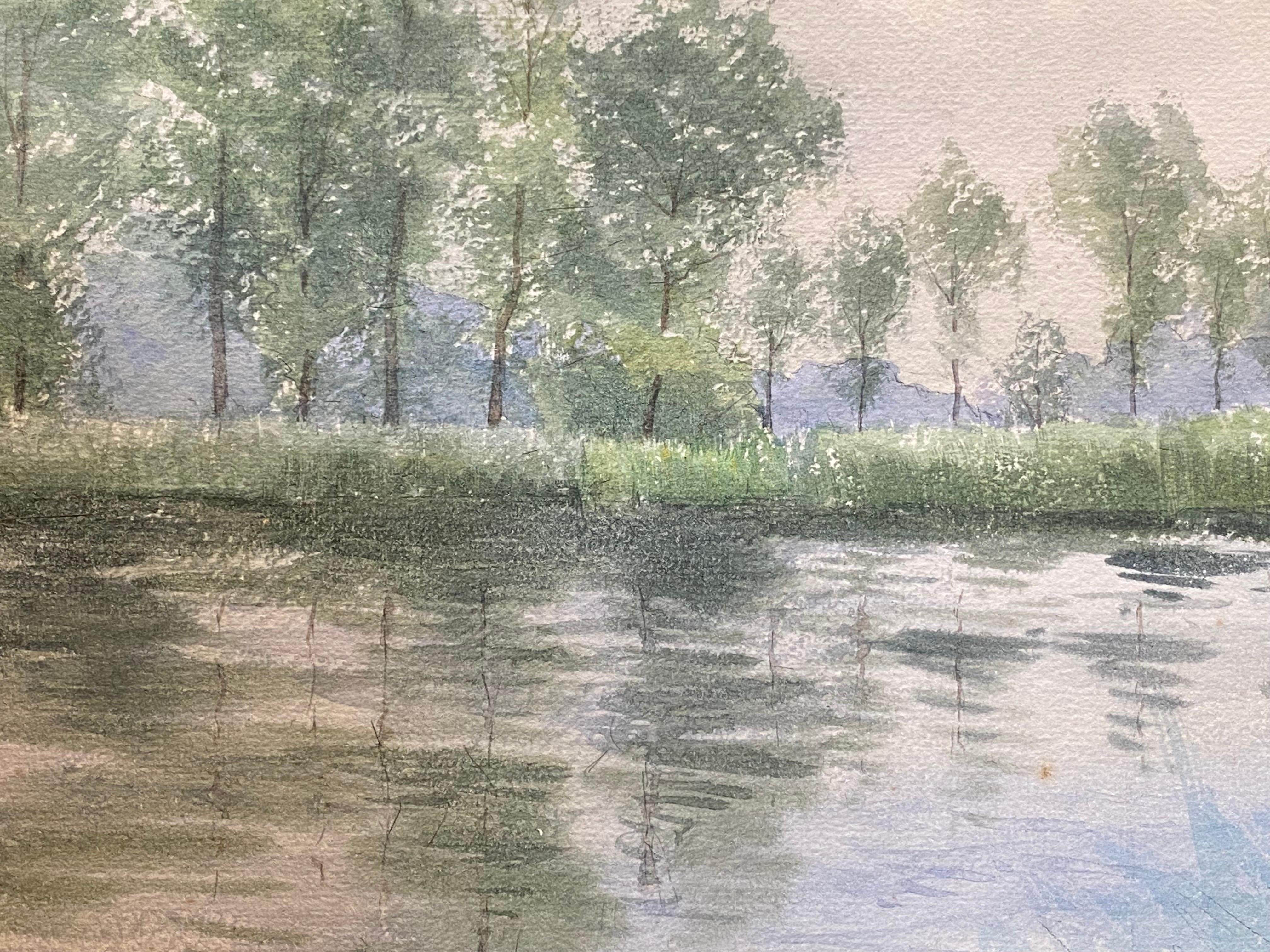 Artist/ School: French School,  early 20th century

Title: Willows by the River

Medium: watercolour painting on board, unframed

painting: 10.5 x 15 inches

Provenance: private collection, France

Condition: The painting is in overall very good and