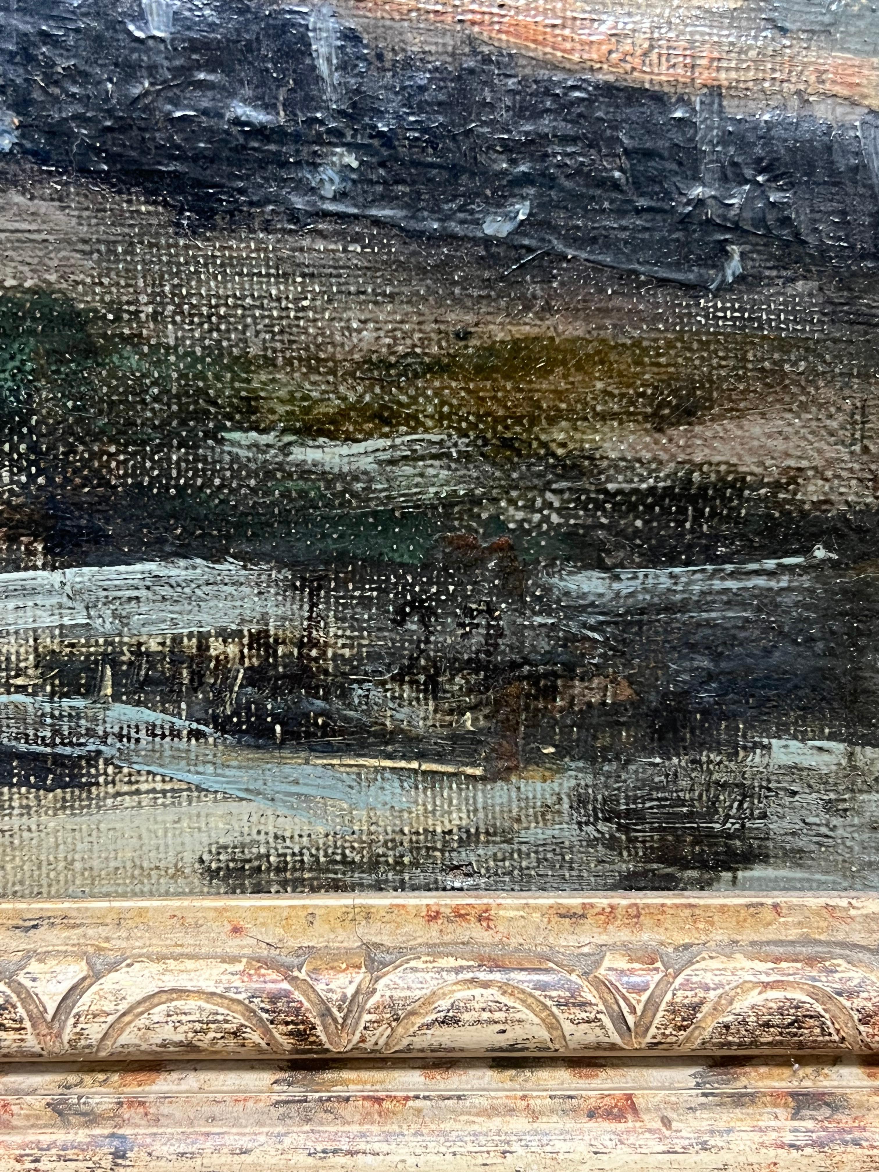 Huge 1920's French Impressionist Oil Painting View of Paris River Seine Skyline 11