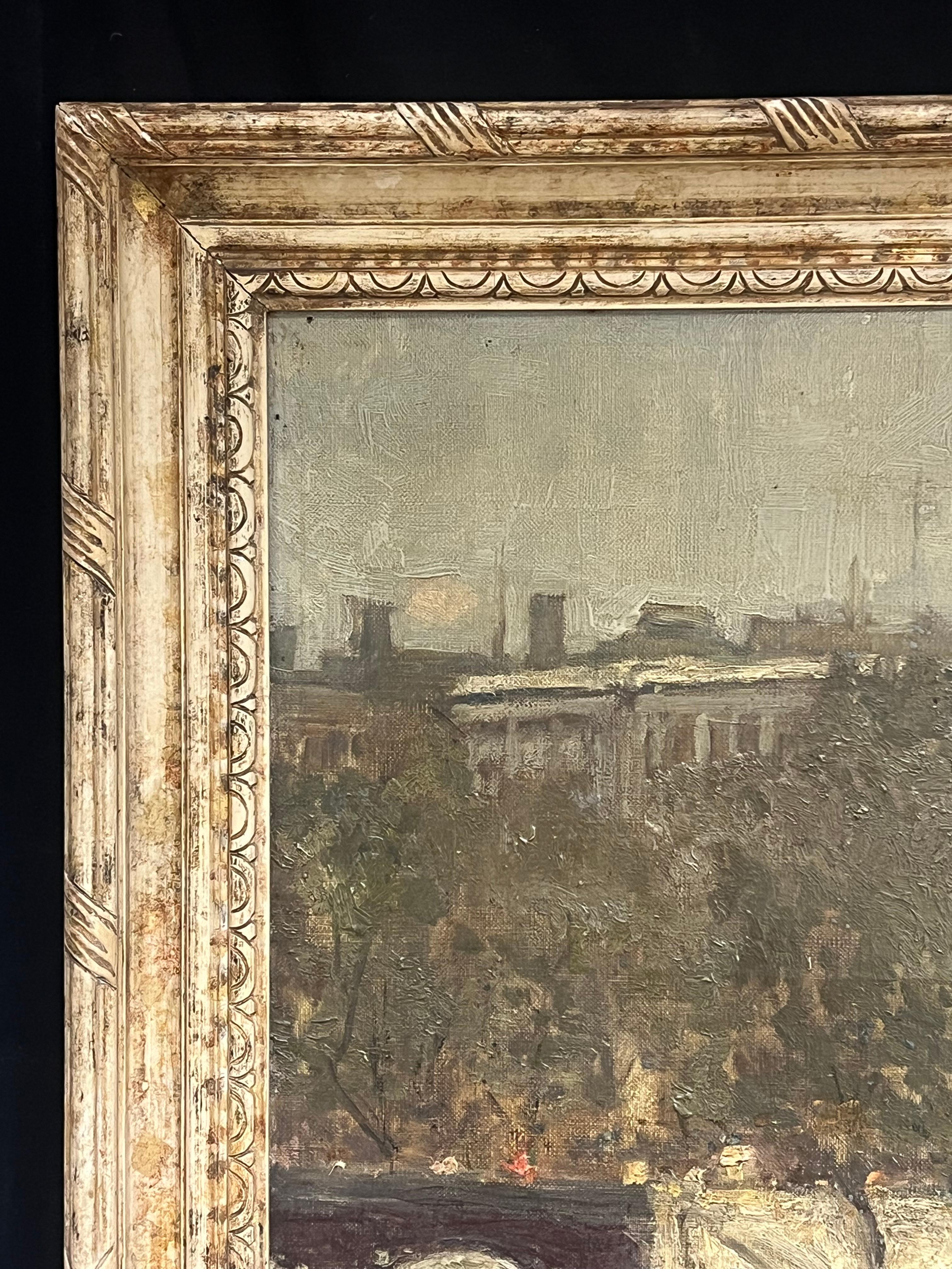 Huge 1920's French Impressionist Oil Painting View of Paris River Seine Skyline 5
