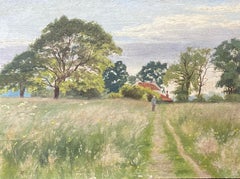  Impressionist Antique Painting - Figure In A Beautiful Open Field Track