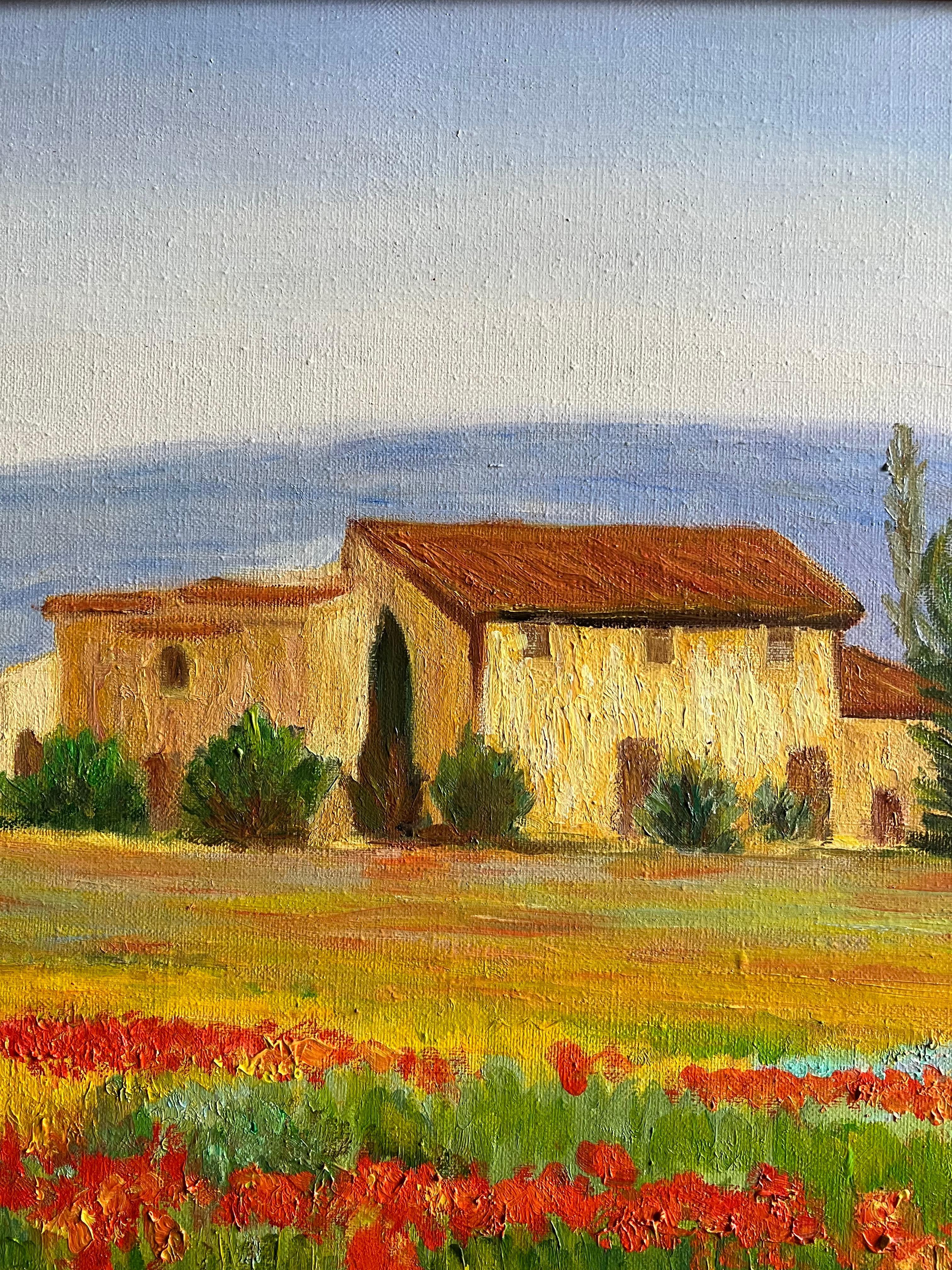 Champ de coquelicots en Provence
Impressionniste français, fin du 20e siècle
signé
huile sur toile, encadrée
encadré : 33 x 29 pouces
toile : 26 x 32 pouces
Provenance : Collection privée, France
Condition : le cadre a quelques petites éraflures