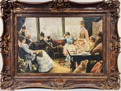 Großes französisches Ölgemälde der Belle Epoque mit Figuren, riesiger Rahmen