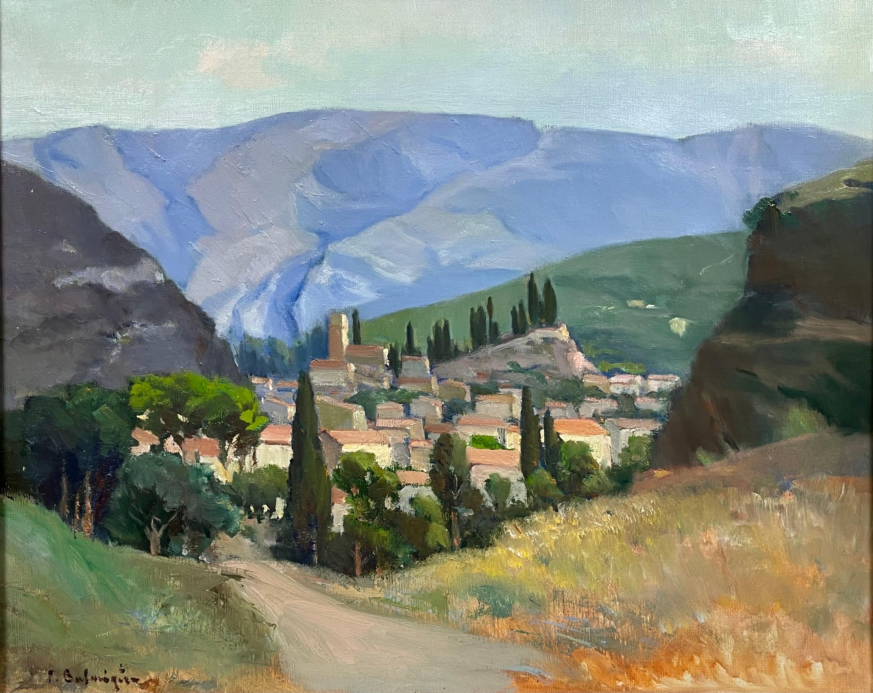 The Provencal Village
French School, signed lower corner
circa 1950's
oil painting on canvas:20 x 24 inches
gilt frame: 26 x 30.5 inches
condition: excellent condition
provenance: from a French collection
