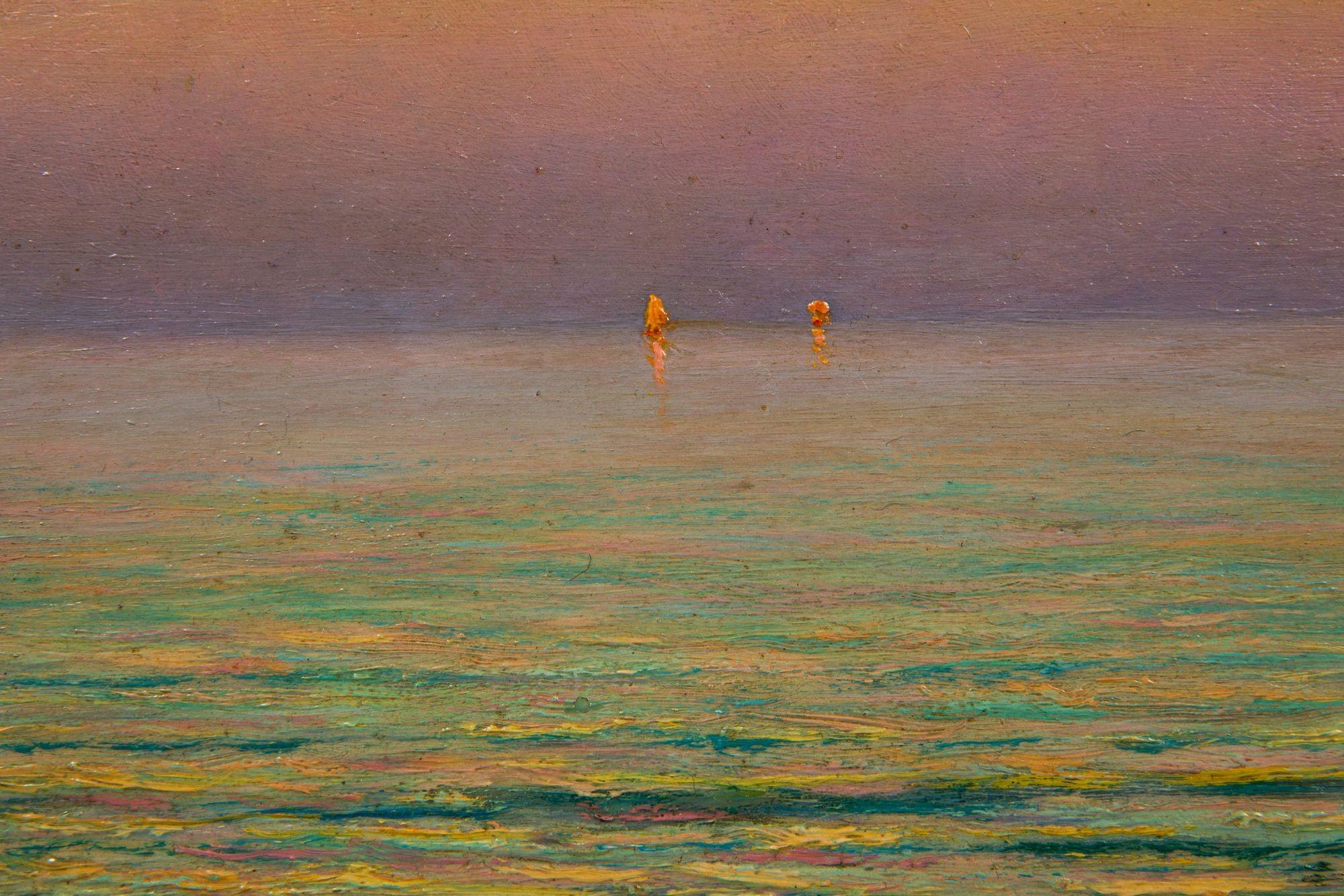 Französisch-impressionistische antike Abend- Meereslandschaft, Ölgemälde von Morel de Tanguy im Angebot 3