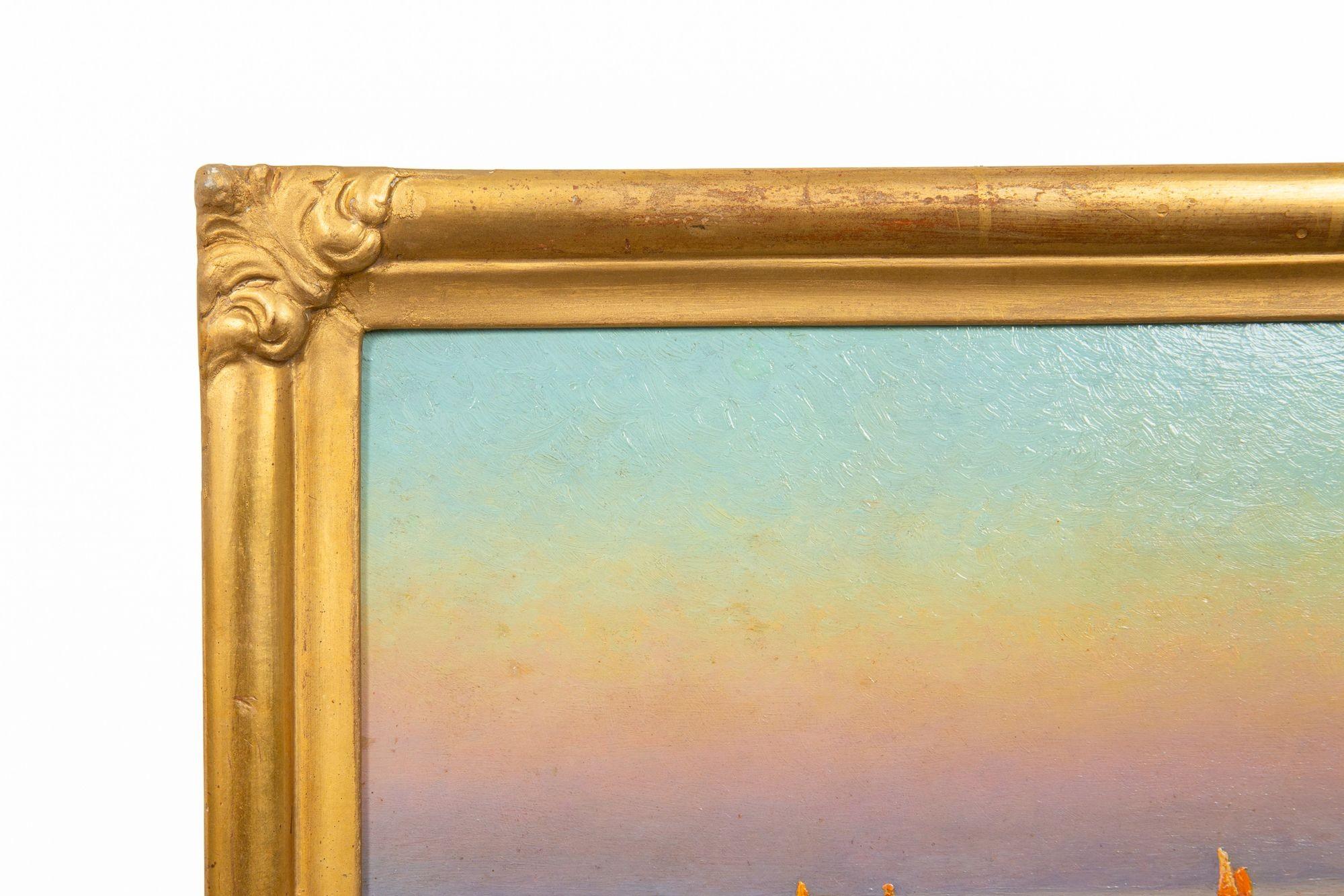Französisch-impressionistische antike Abend- Meereslandschaft, Ölgemälde von Morel de Tanguy im Angebot 7