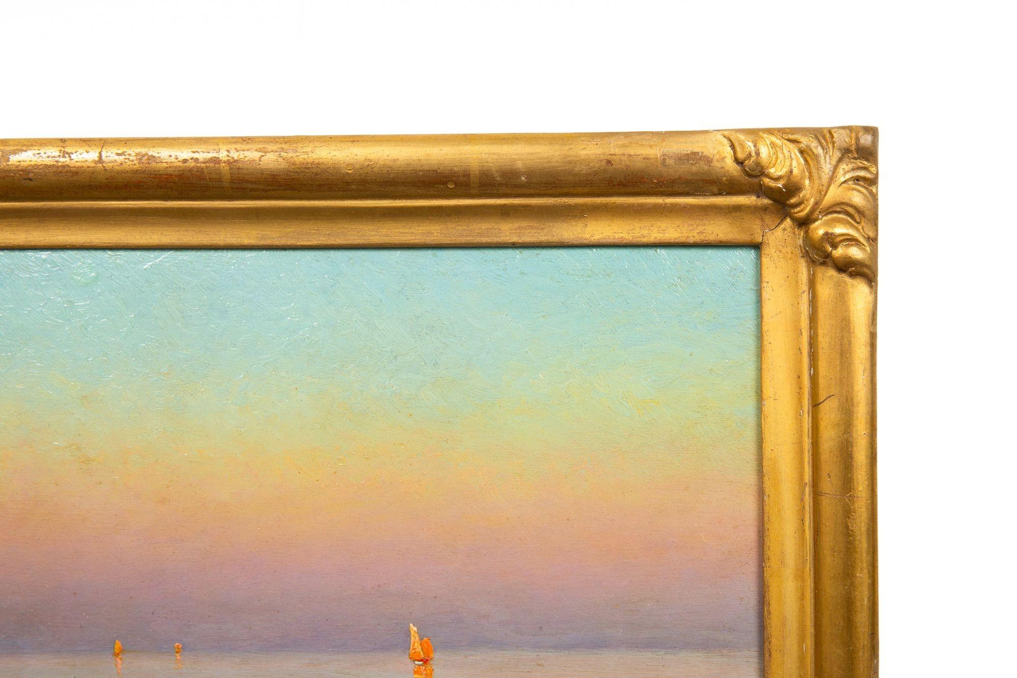 Französisch-impressionistische antike Abend- Meereslandschaft, Ölgemälde von Morel de Tanguy im Angebot 8
