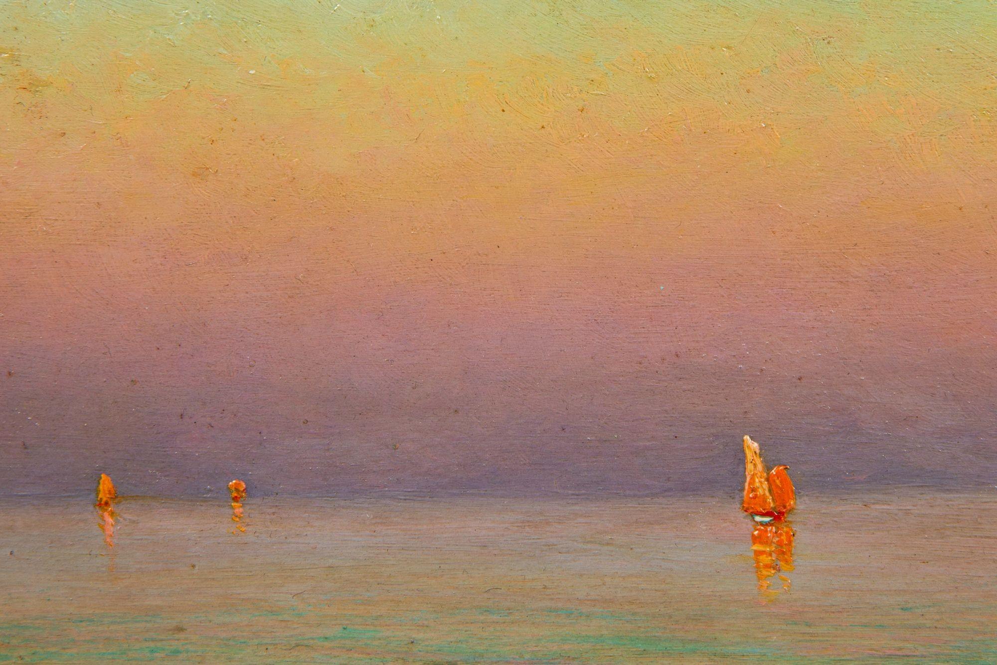 Französisch-impressionistische antike Abend- Meereslandschaft, Ölgemälde von Morel de Tanguy im Angebot 11