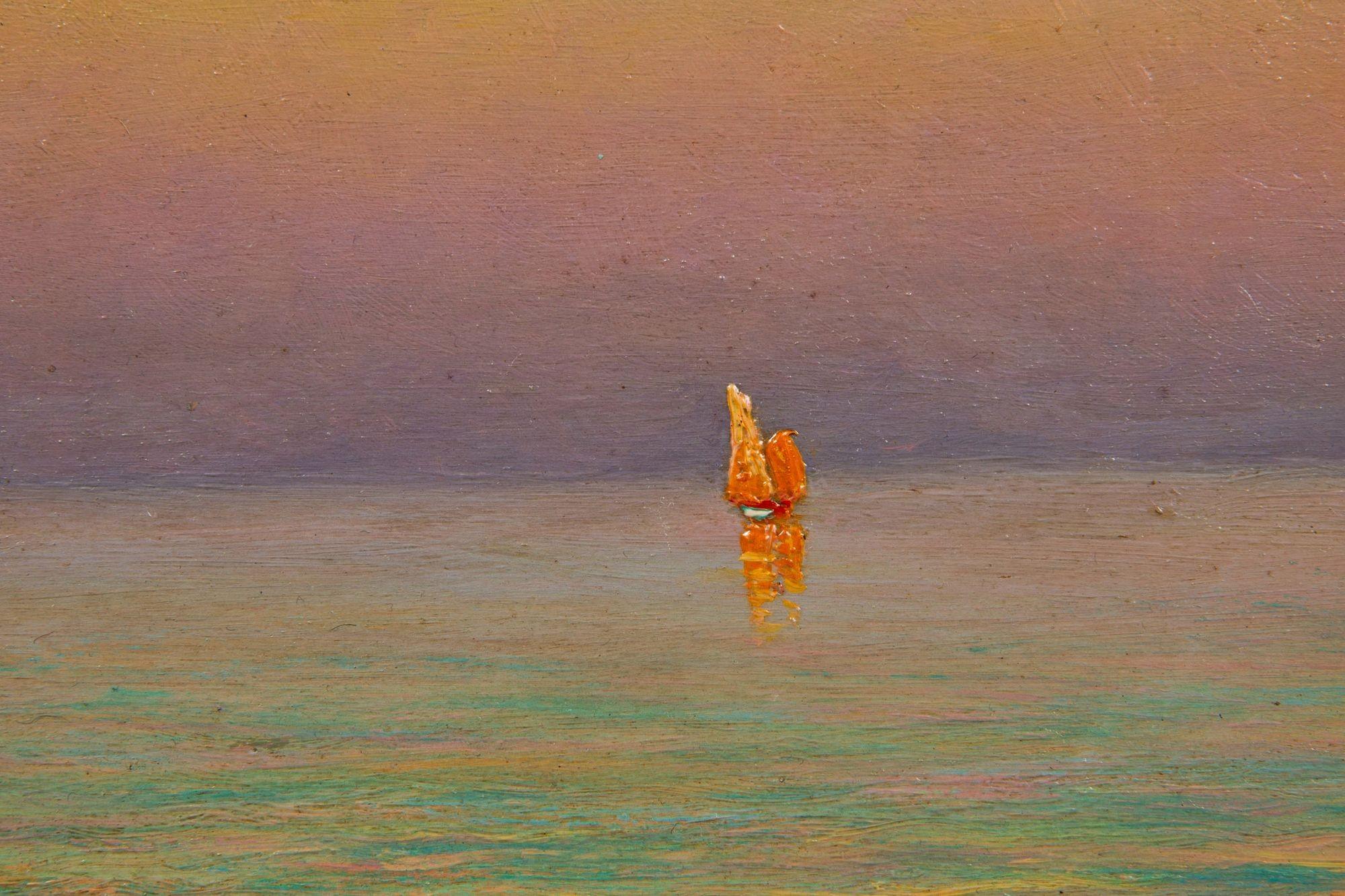 Französisch-impressionistische antike Abend- Meereslandschaft, Ölgemälde von Morel de Tanguy im Angebot 2