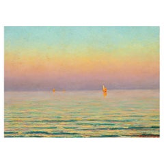 Pintura al Óleo Impresionista Francesa Antigua Velada Marinera de Morel de Tanguy
