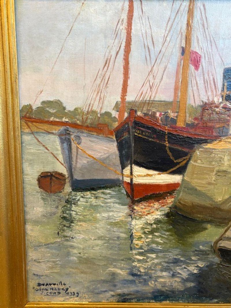 French Impressionist Harbor Scene, by J. Cord, 1939 (Sonstiges) im Angebot