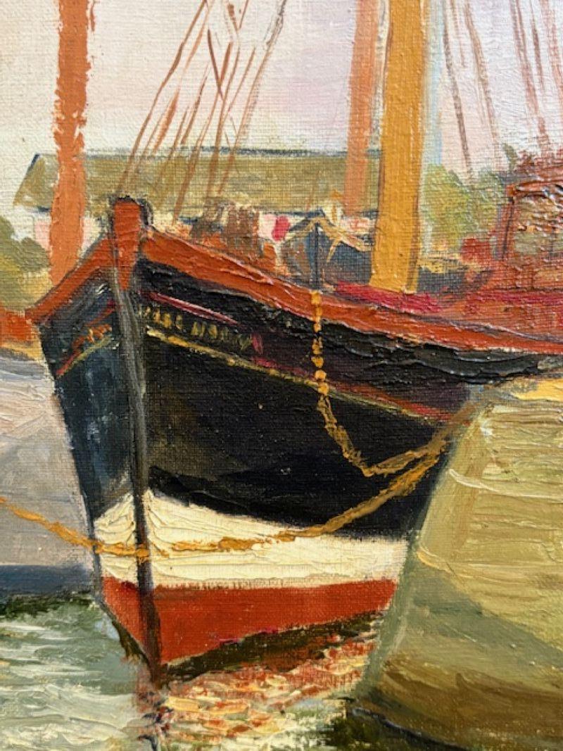 French Impressionist Harbor Scene, by J. Cord, 1939 (Französisch) im Angebot