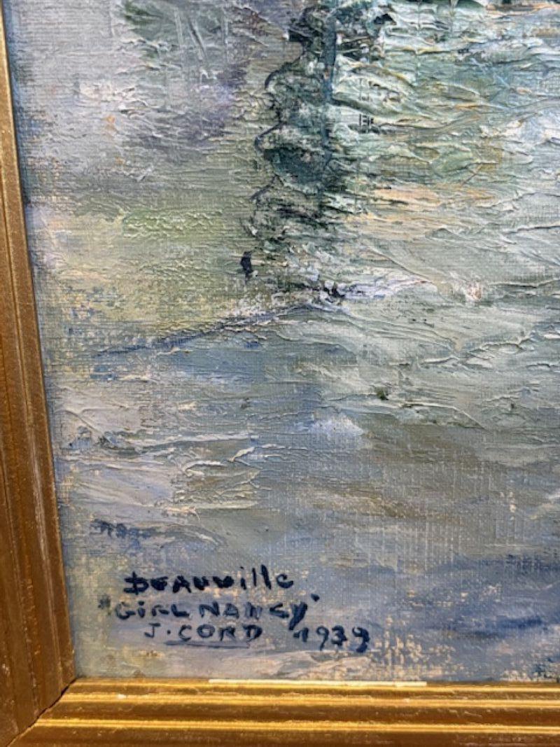 French Impressionist Harbor Scene, by J. Cord, 1939 im Zustand „Gut“ im Angebot in Nantucket, MA