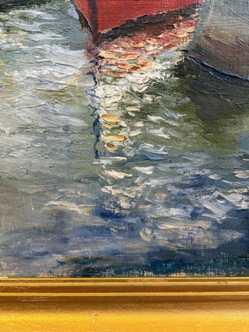 French Impressionist Harbor Scene, by J. Cord, 1939 (Mitte des 20. Jahrhunderts) im Angebot