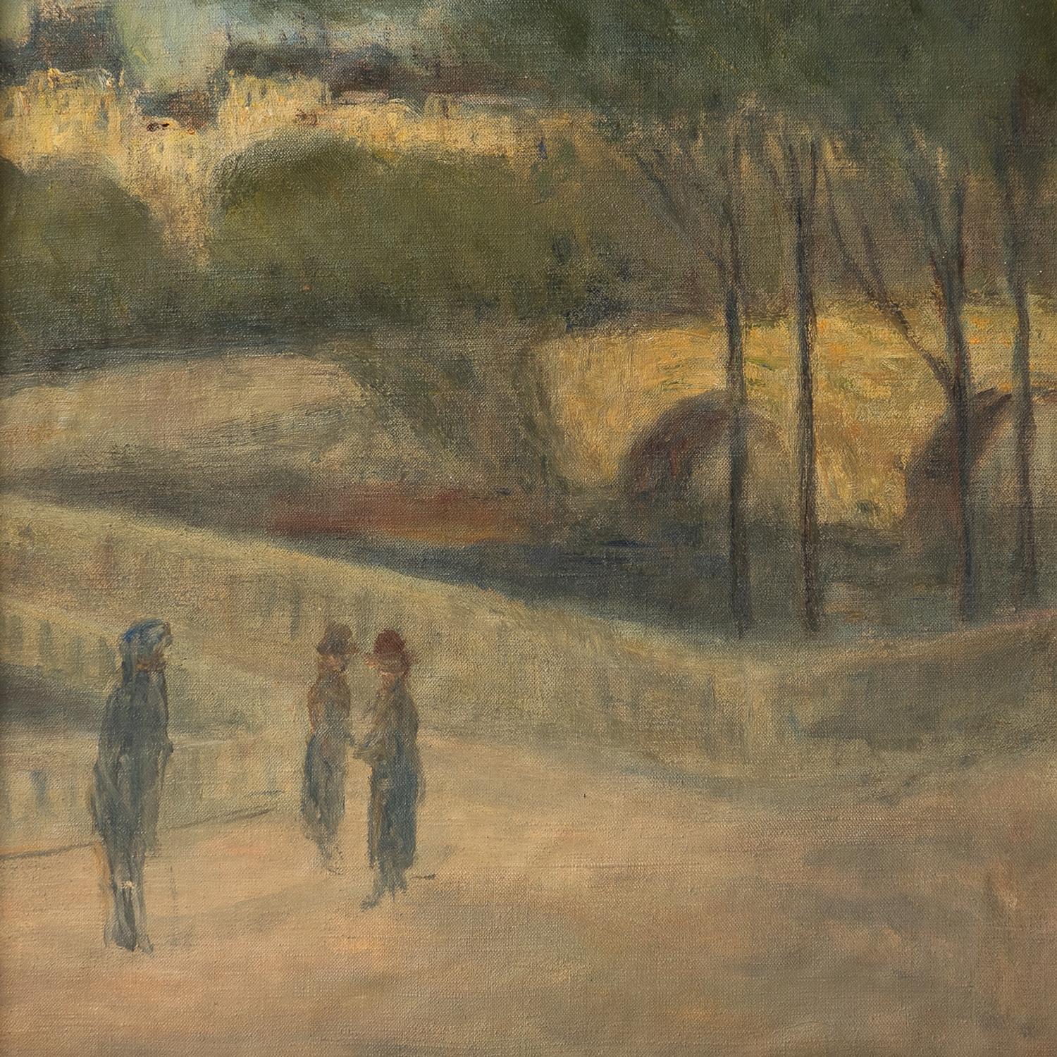  Französische impressionistische Landschaft des Impressionismus, antikes Originalgemälde, Öl auf Leinwand (20. Jahrhundert) im Angebot