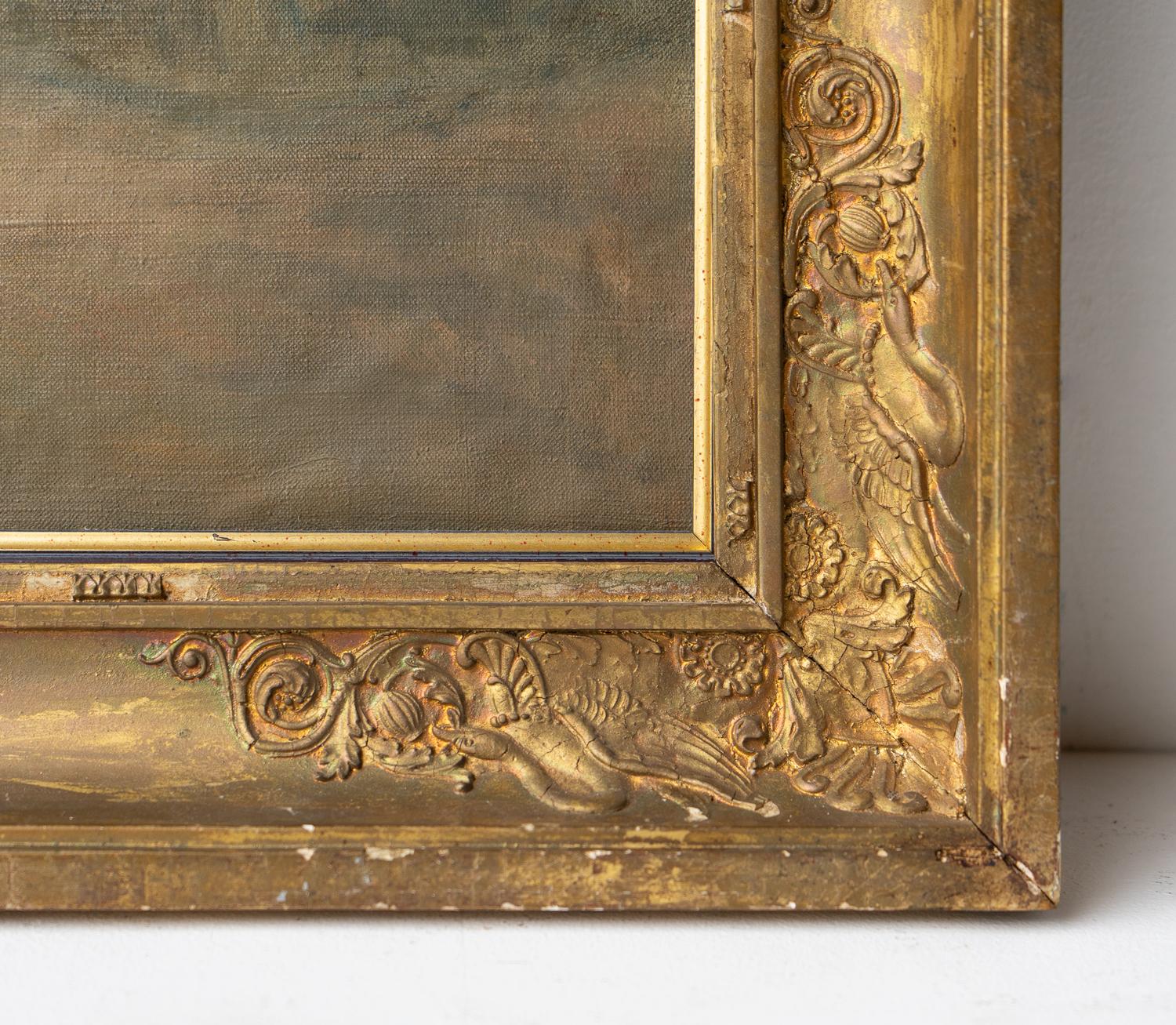  Französische impressionistische Landschaft des Impressionismus, antikes Originalgemälde, Öl auf Leinwand im Angebot 3