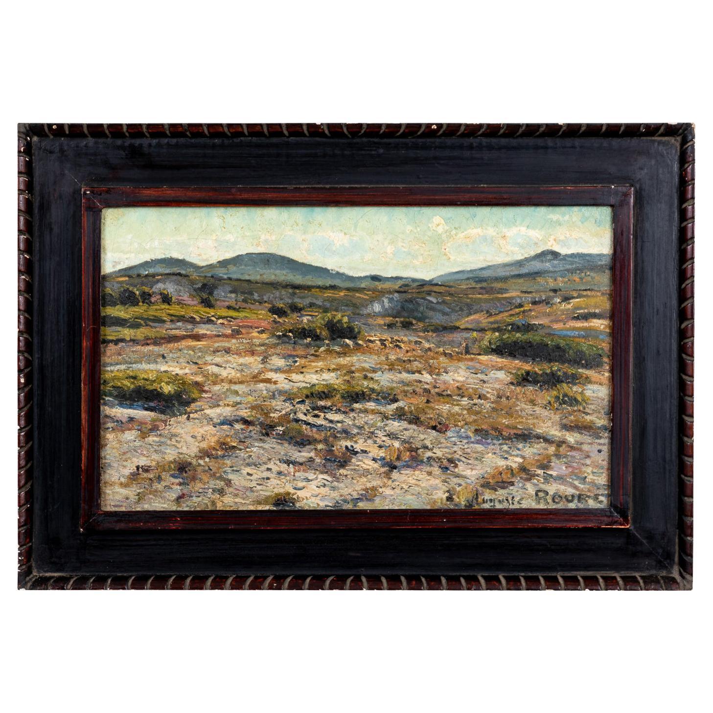 French Impressionist Landscape Oil on Canvas by Auguste Roure