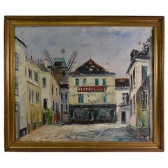 Peinture à l'huile impressionniste française Scène de Paris de Charles Feola