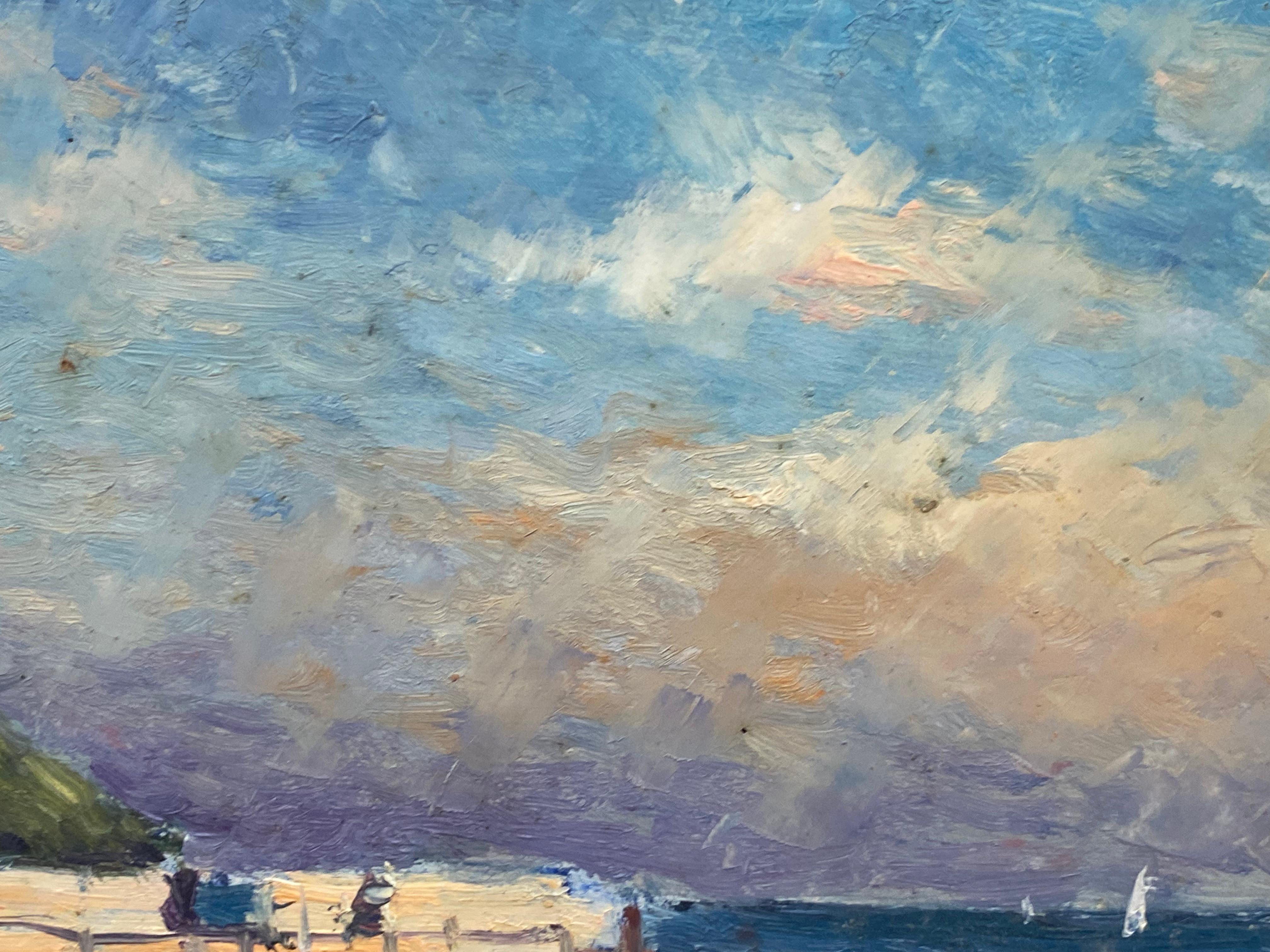 Paysage à l'huile impressionniste français, beau paysage de plage océanique en Californie en vente 1