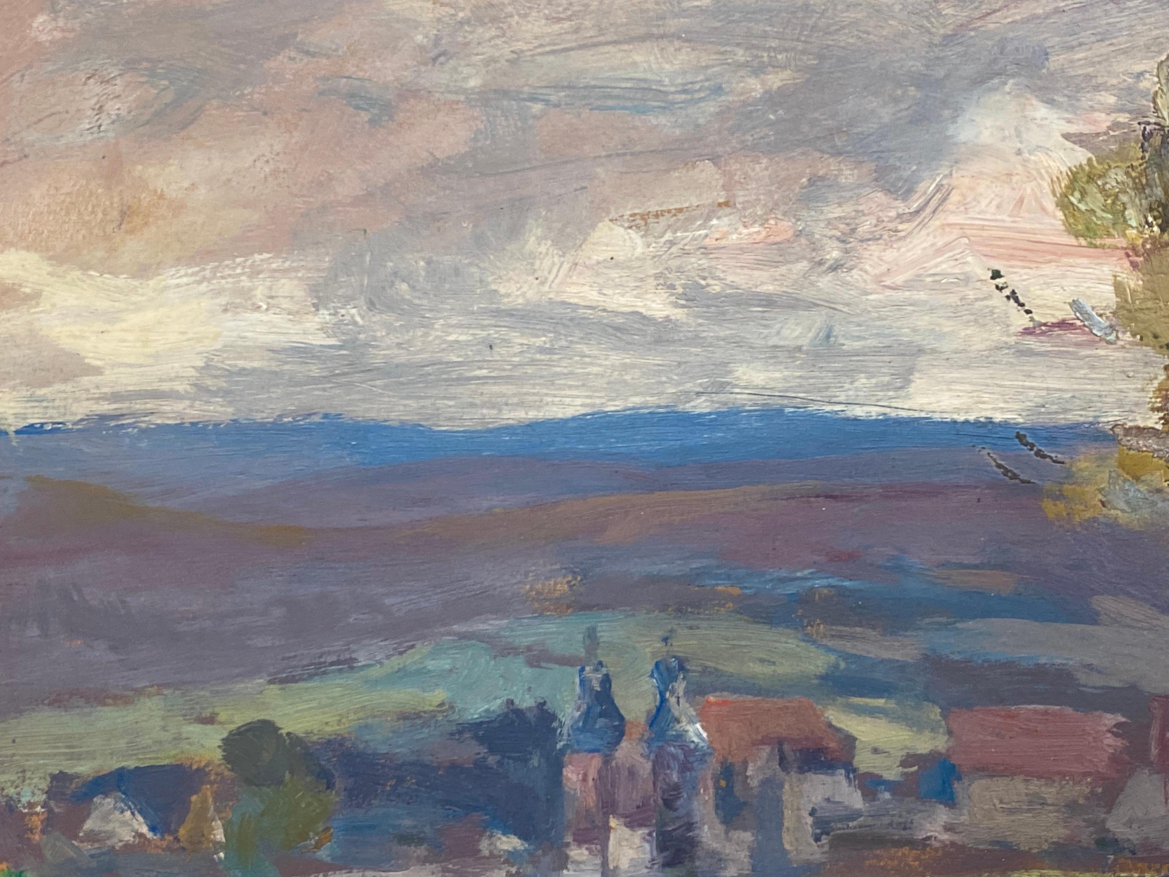 20ième siècle Paysage à l'huile impressionniste français, Cattle in Meadow en vente