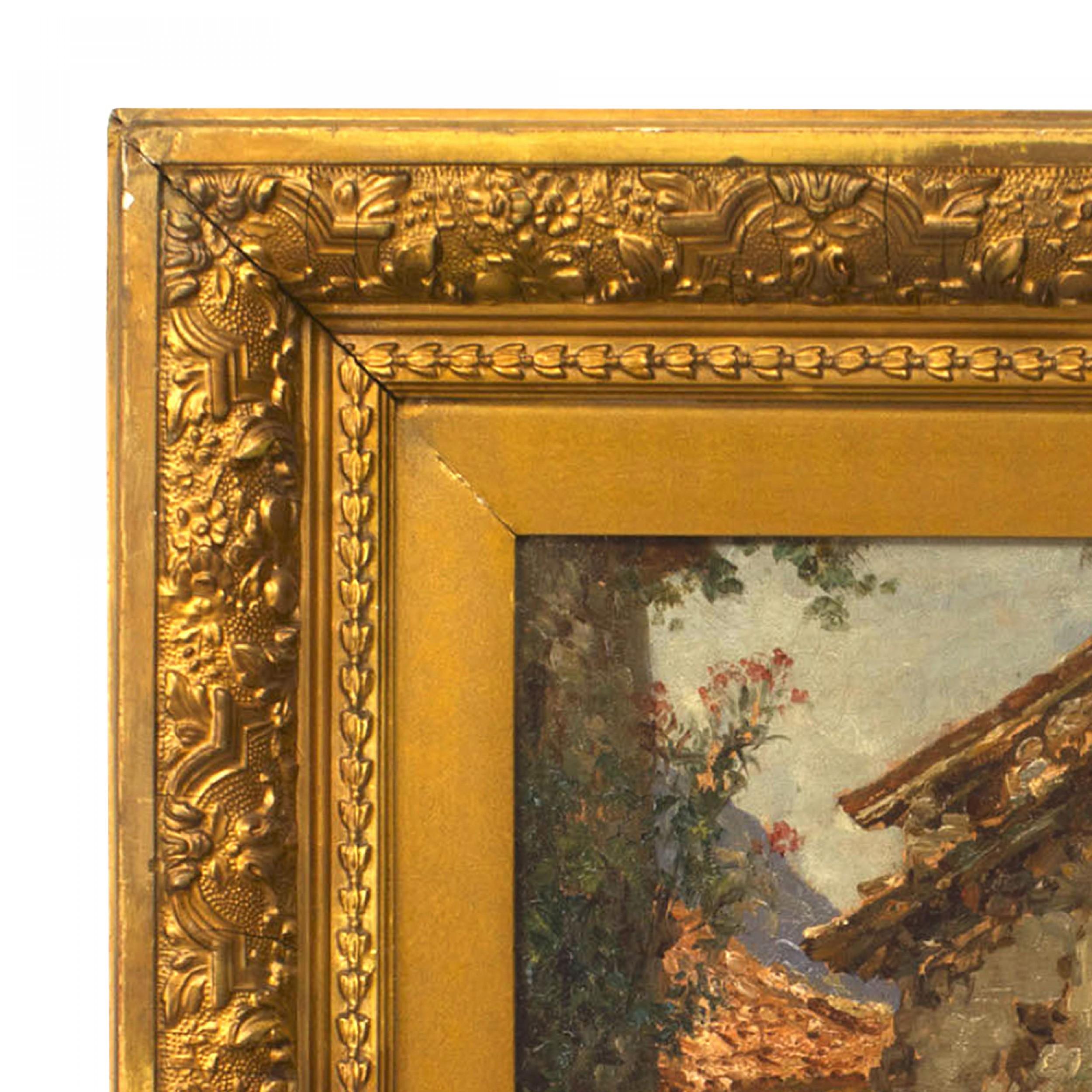 French Impressionist Oil of Cobbled Street Scene In Good Condition For Sale In Queens, NY