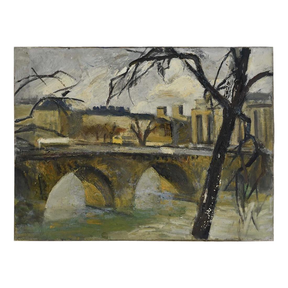 French Impressionist Oil-on-Canvas Painting For Sale