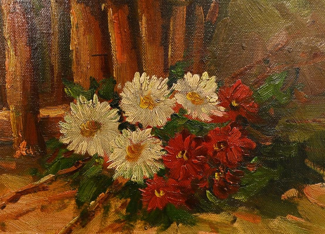 French Impressionist Oil Painting Floral Still Life Signed Art In Good Condition For Sale In Potters Bar, GB