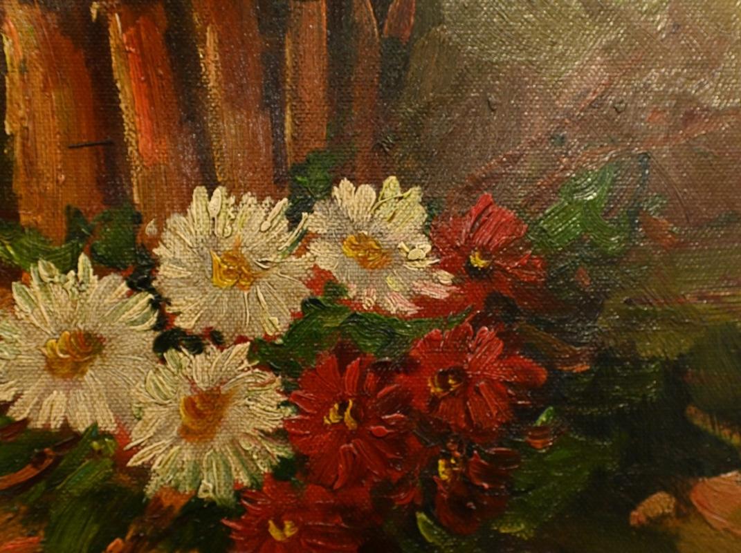 French Impressionist Oil Painting Floral Still Life Signed Art For Sale 1