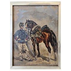 French Impressionist Painting of a Cavalry Officer