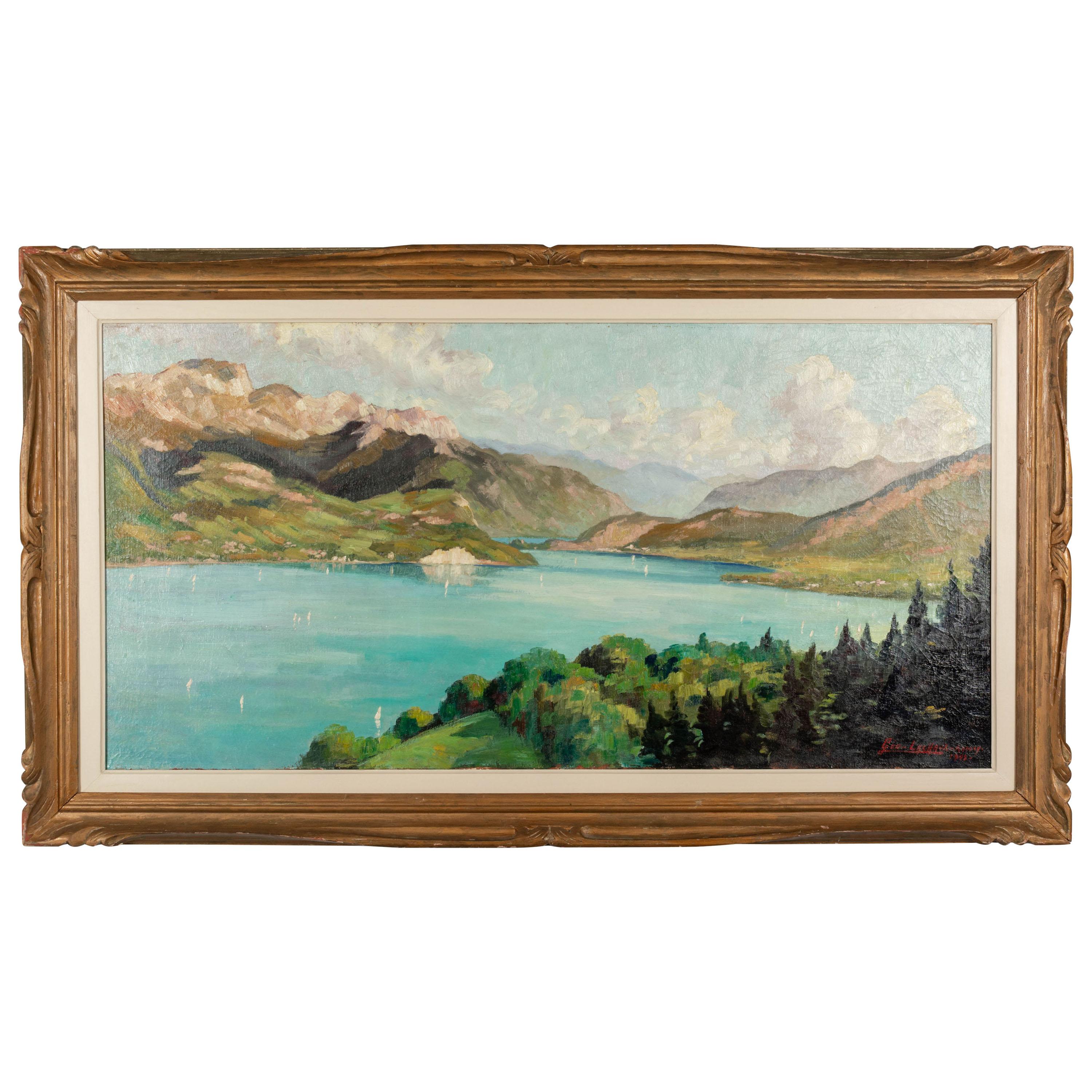 French Impressionist Painting of Lac Anncey by Georges Lachaux