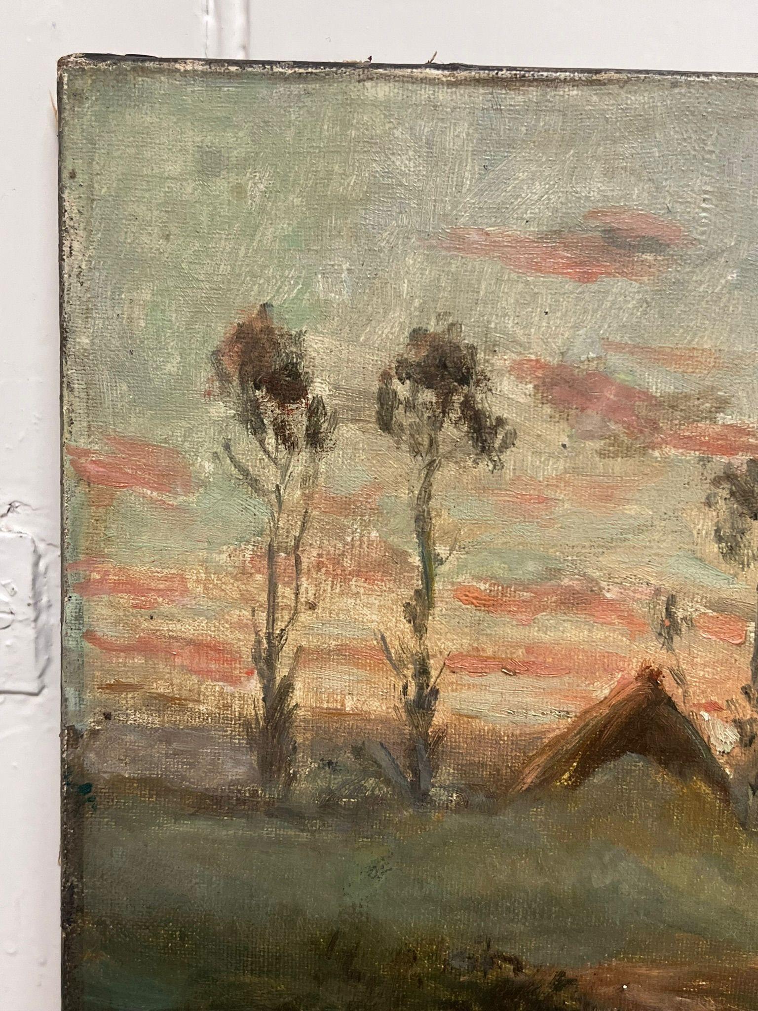 Pajares al atardecer
Artista impresionista francés, finales del siglo XIX
óleo sobre lienzo firmado, sin enmarcar
lienzo: 11 x 14 pulgadas
procedencia: colección privada, Francia
estado: reparaciones antiguas pero en buen estado y sano 