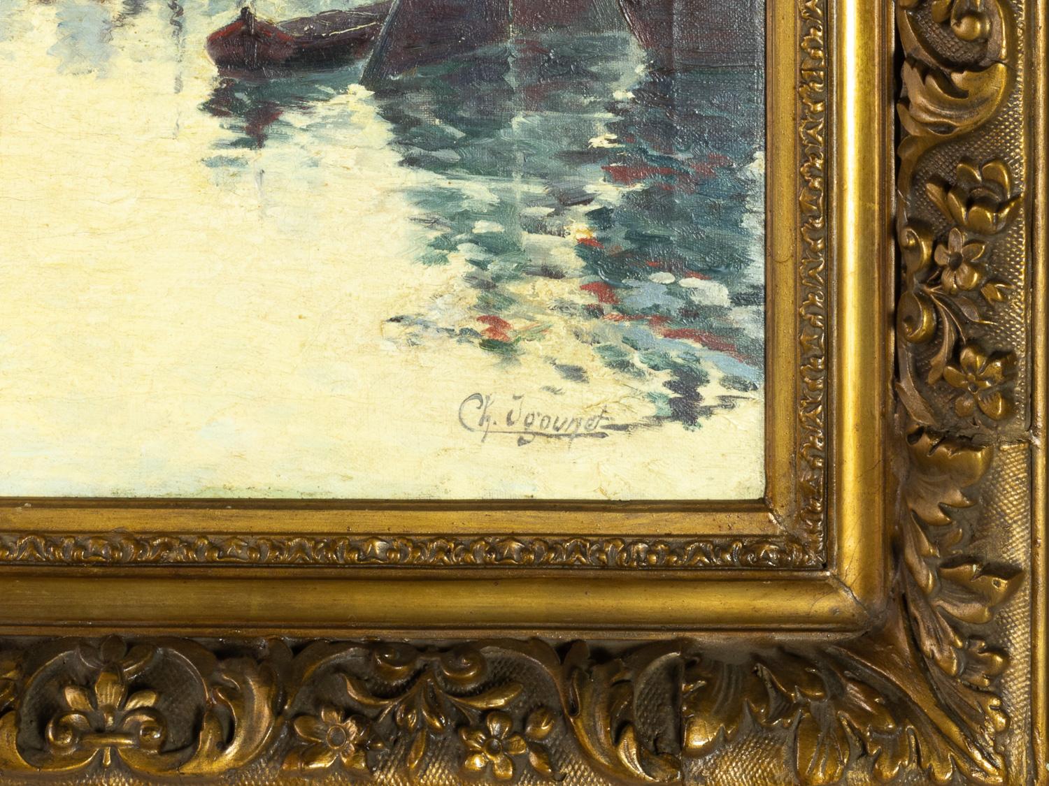 French Impressionist Pier Scene by Charles André Igounet de Villers, 1881-1944 siglo XX en venta