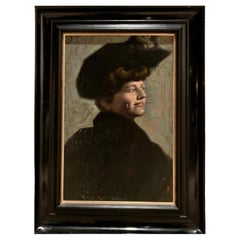 French Impressionist Portrait of a Smiling Lady in Hat