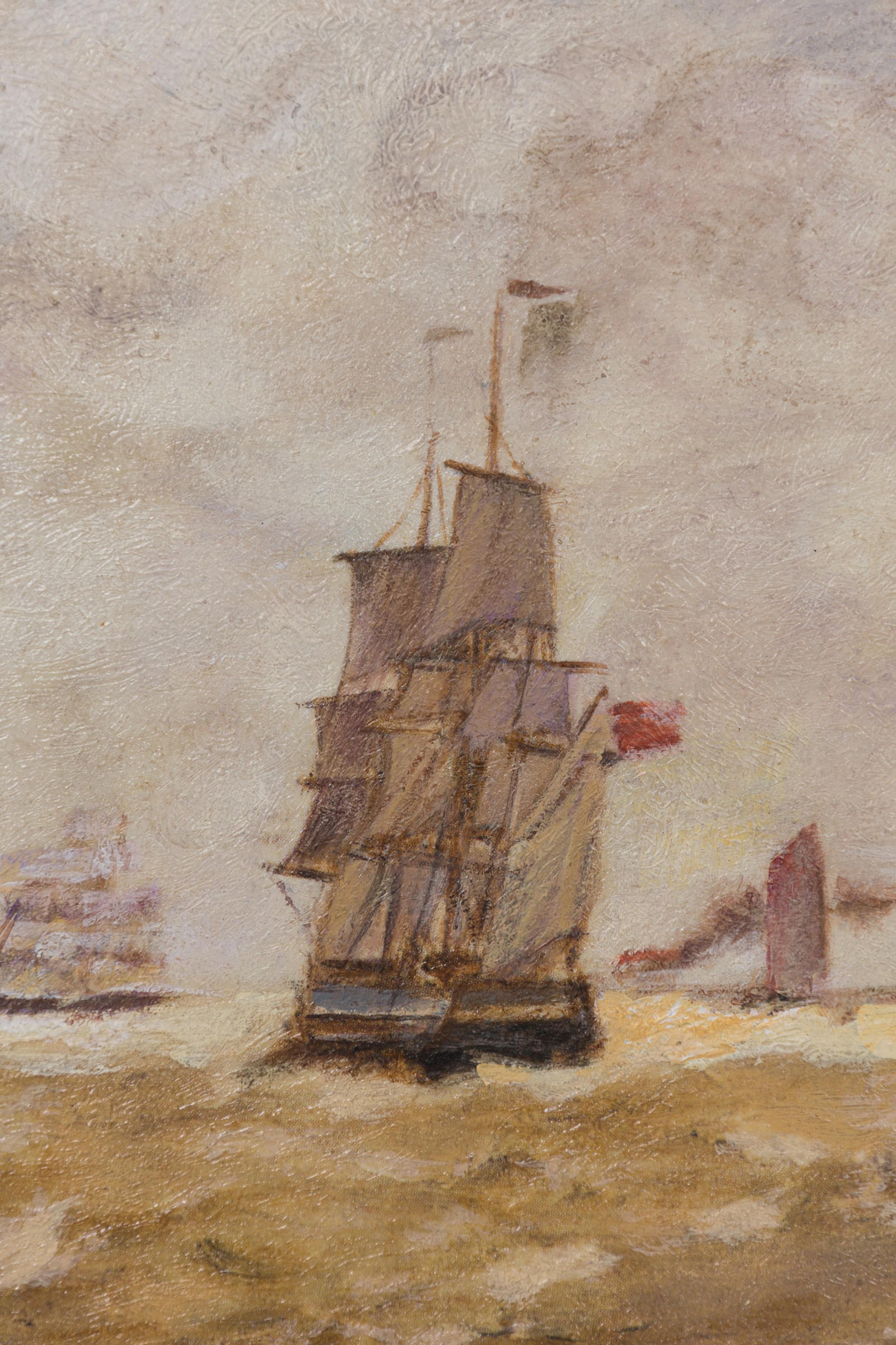 Hand-Painted French Impressionist Seascape For Sale