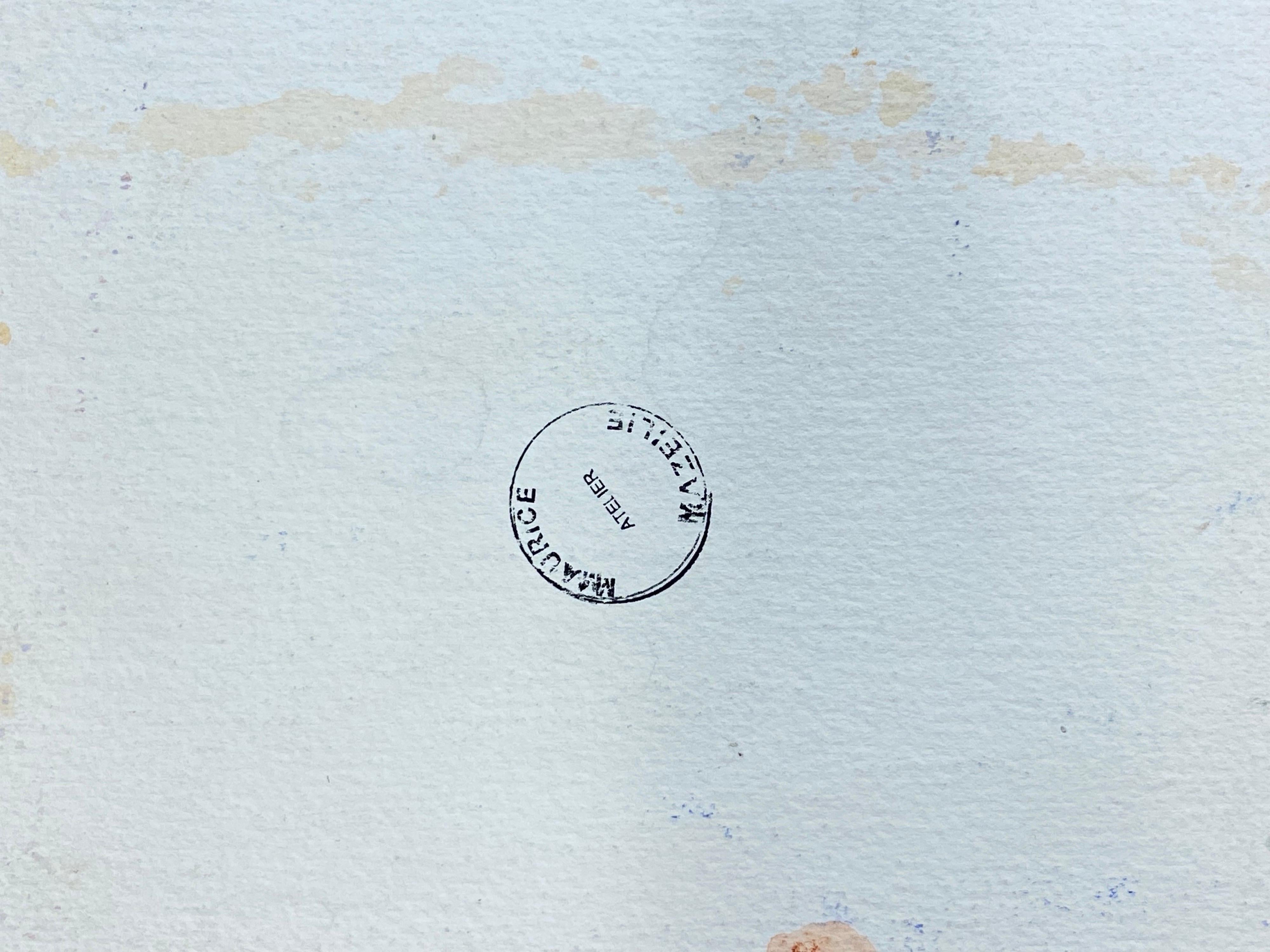 Acuarela Impresionista Francesa Firmada, Día de Señoras en la Playa siglo XX en venta