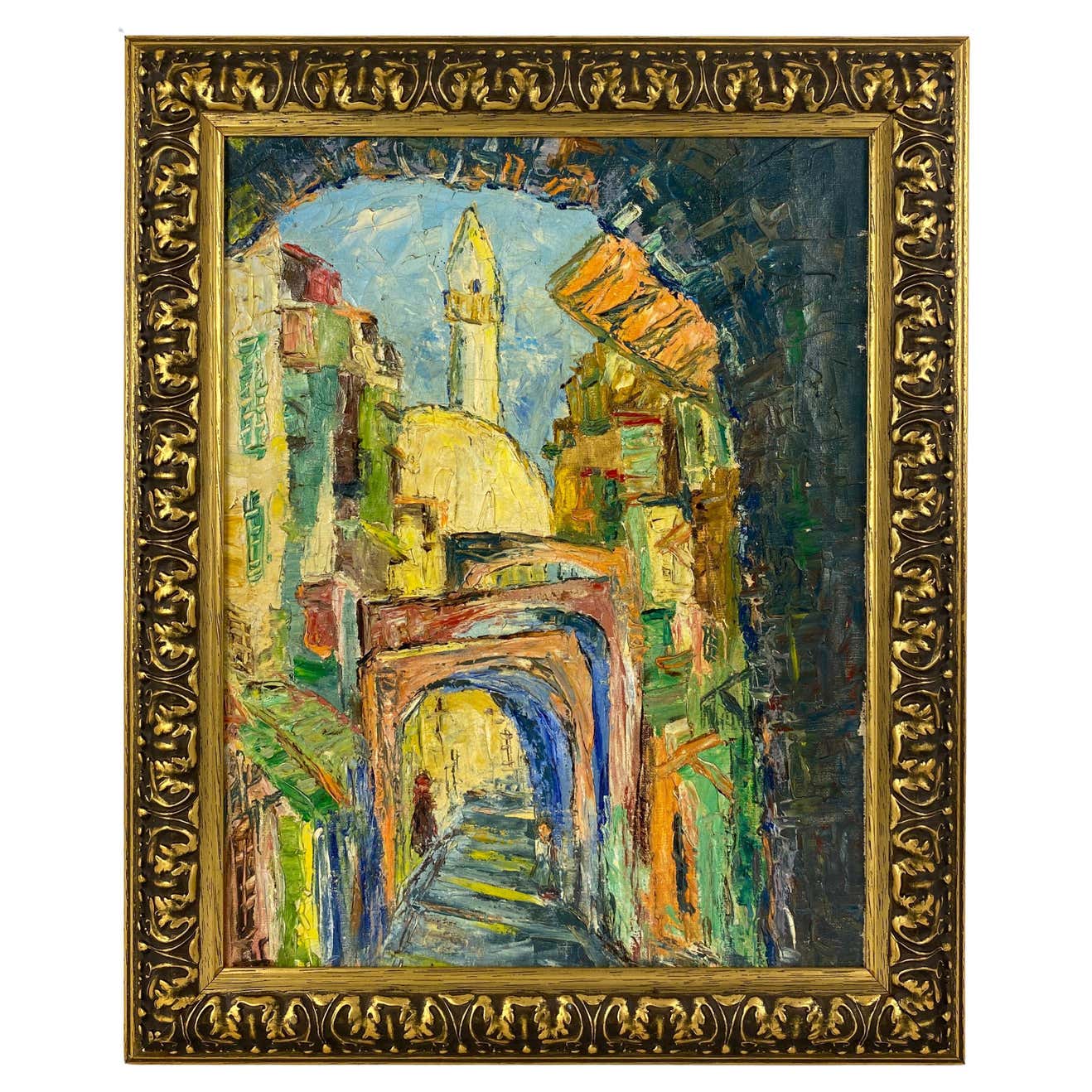 French Impressionist Style Oil on Canvas Painting of a French Village ...