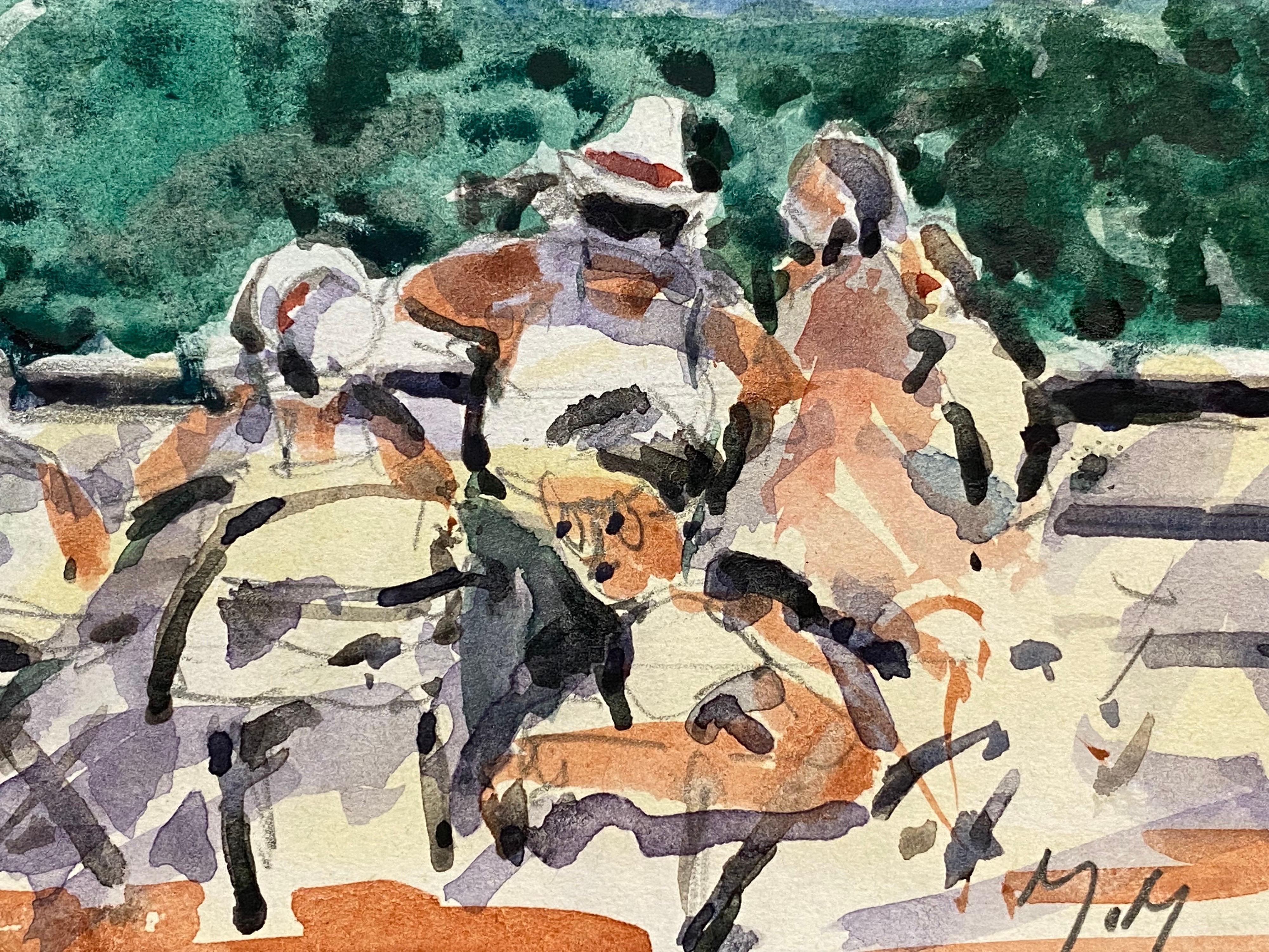 Other French Impressionist Vibrant Watercolour, Figures Chatting For Sale