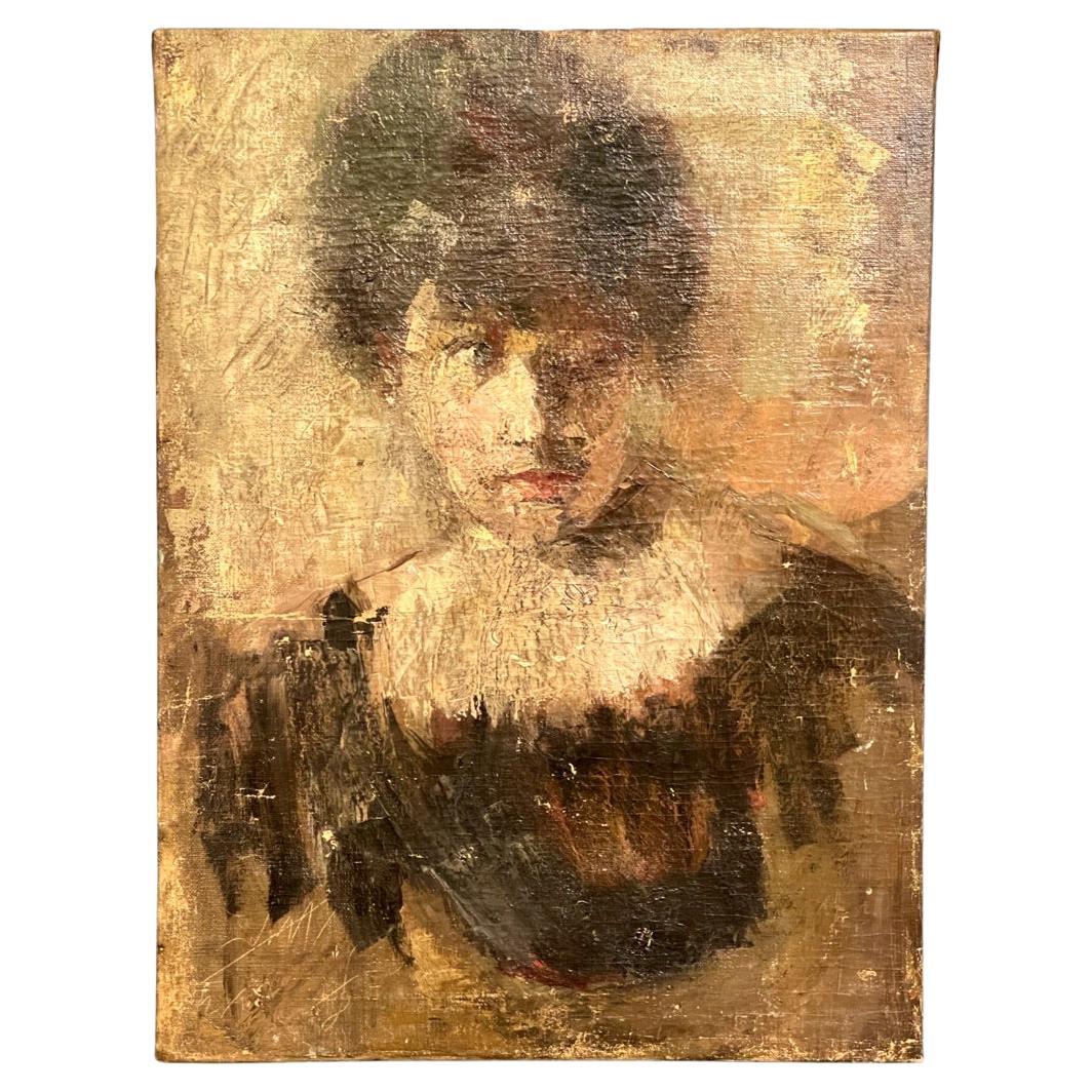 Französisches Impressionistisches Porträt einer Dame, 1870 im Angebot