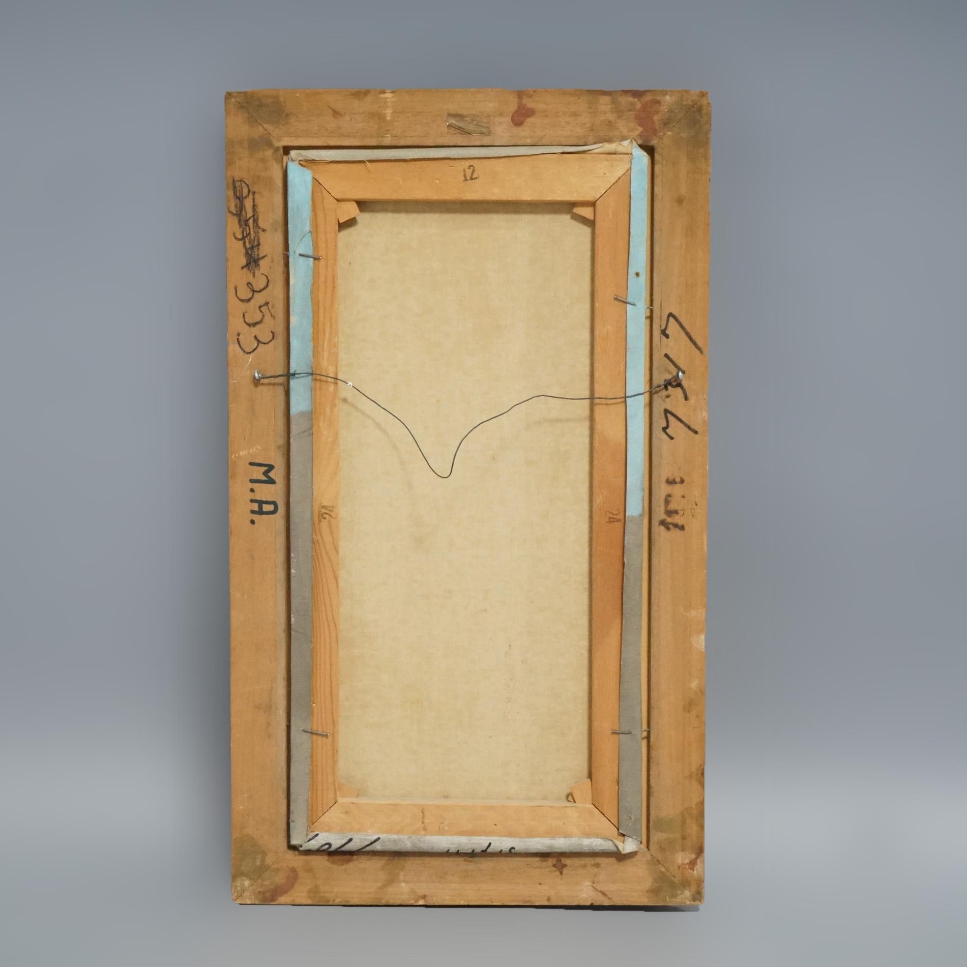 Óleo impresionista francés de escena callejera firmado Max Moreau, C1940 4