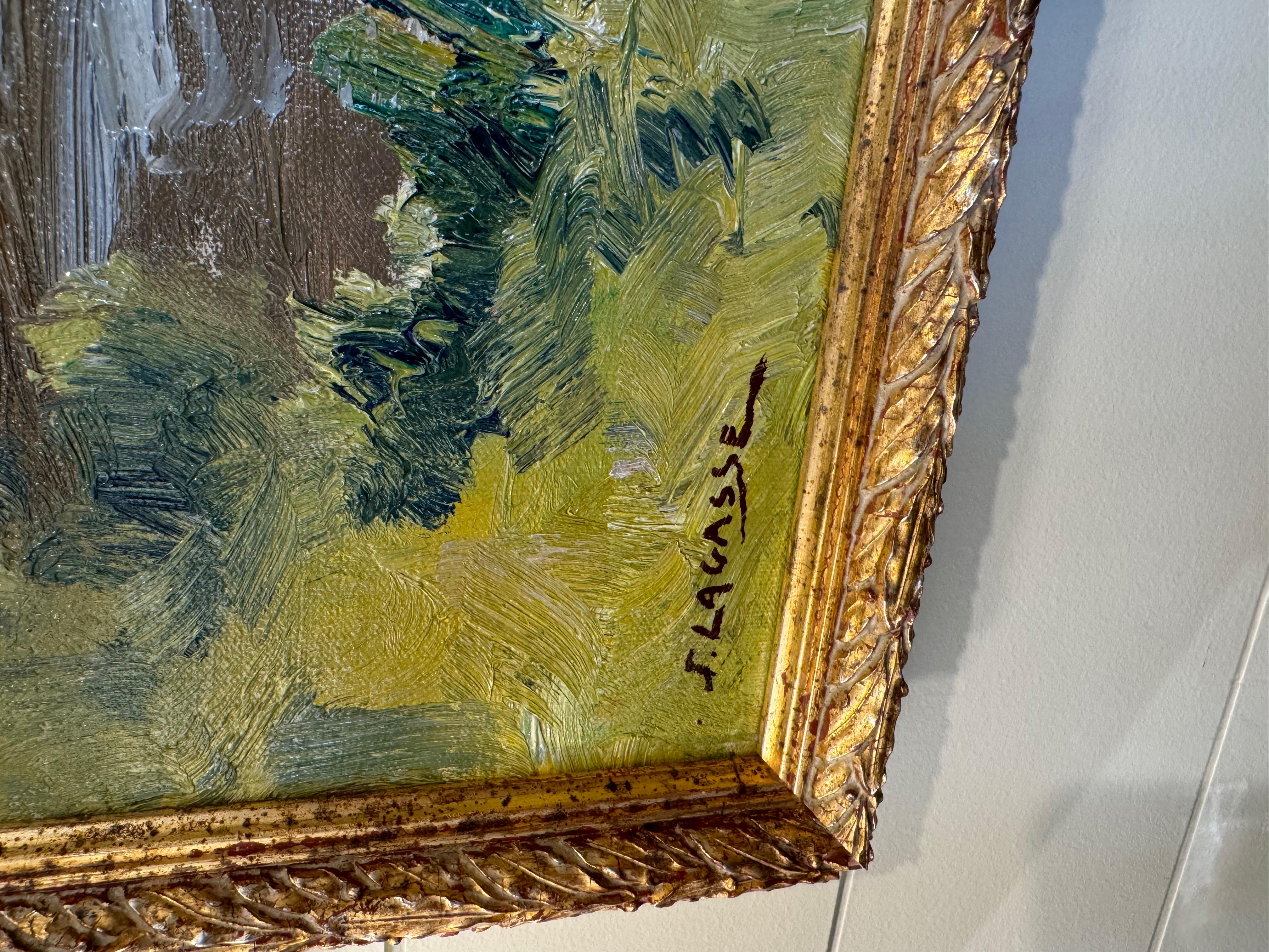 This painting captures a bygone era of an Old Mill run by water power, the colors are rich and vivid with dominant greens, blues. The scene is idyllic and captivating and will make a lovely addition to any style of decor, from traditional to modern.