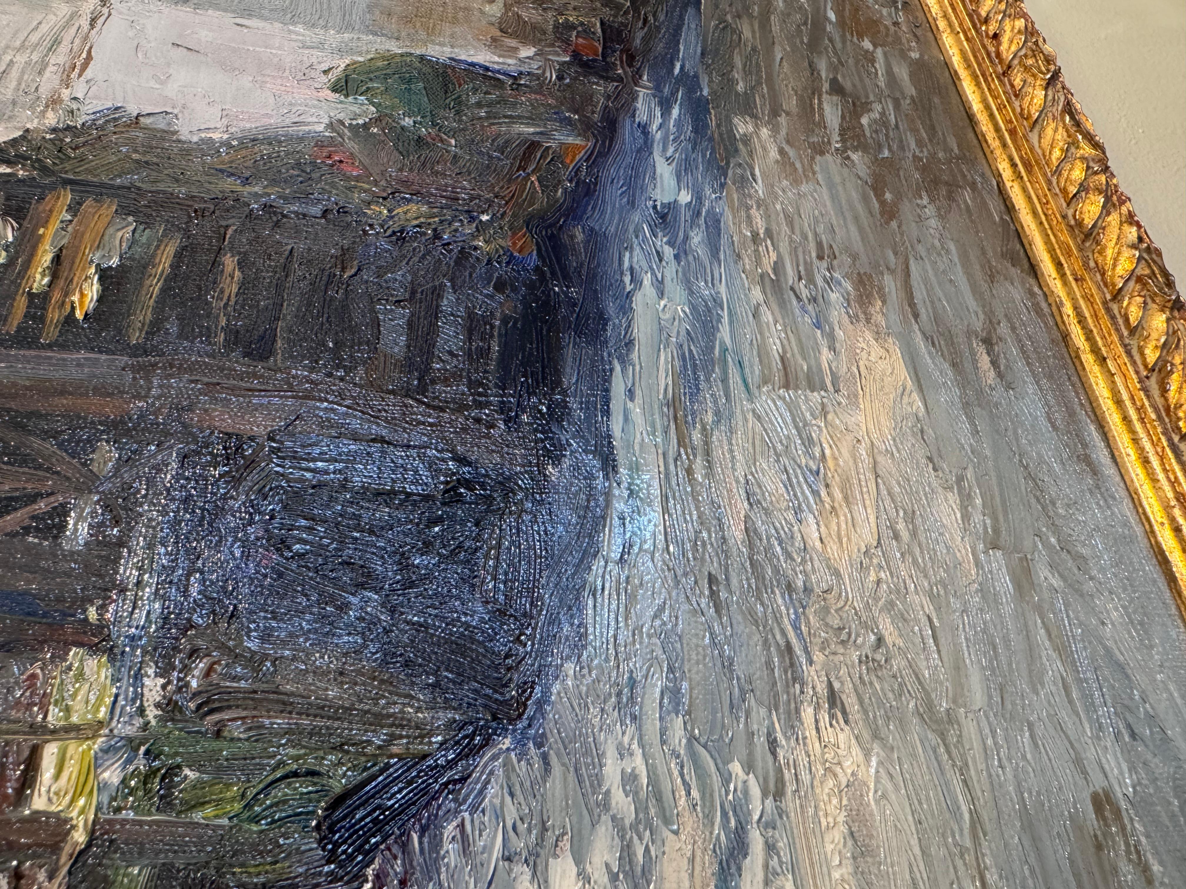 Late 20th Century French Impressionistic Oil Painting, Old Mill