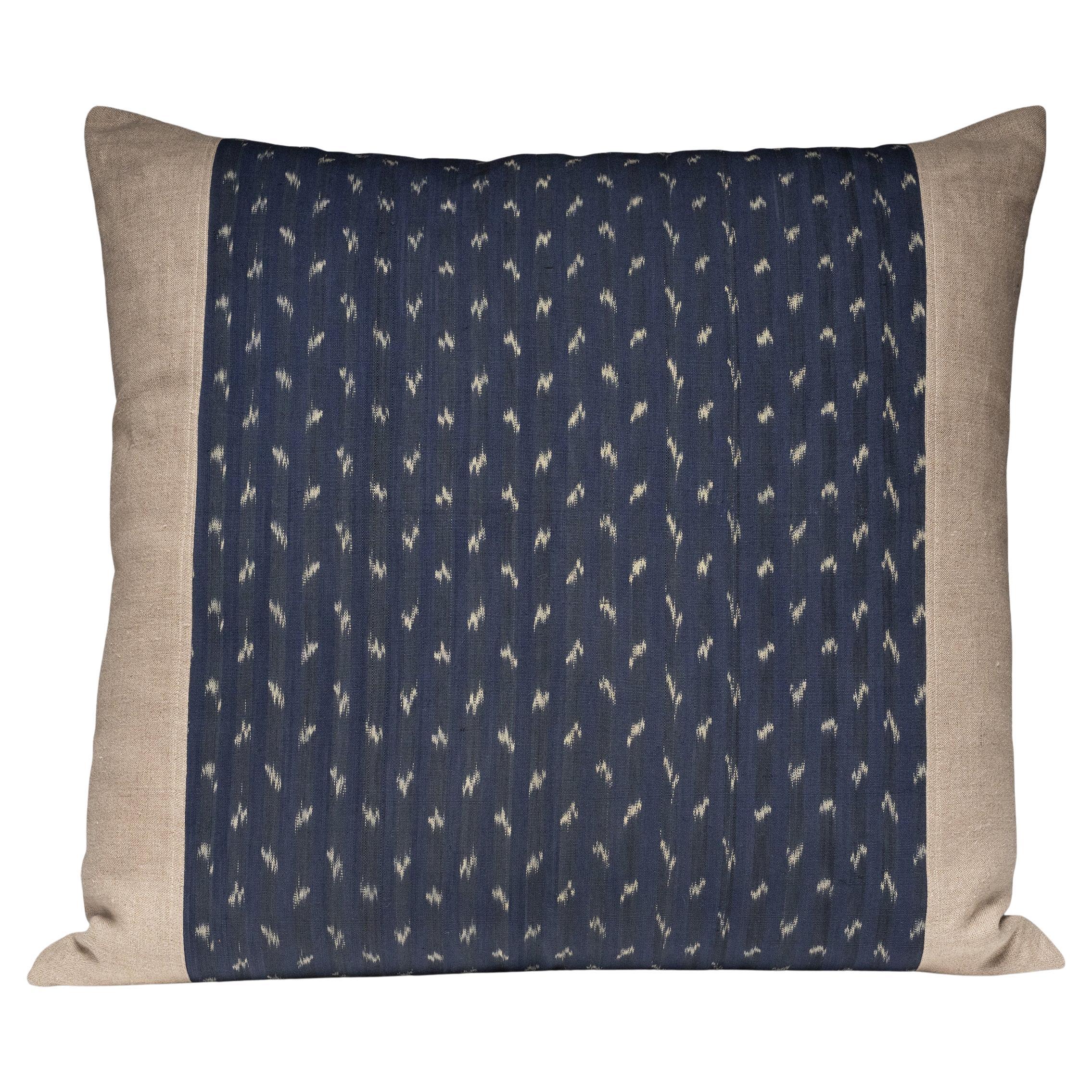 French Indigo Ikat Throw Pillow