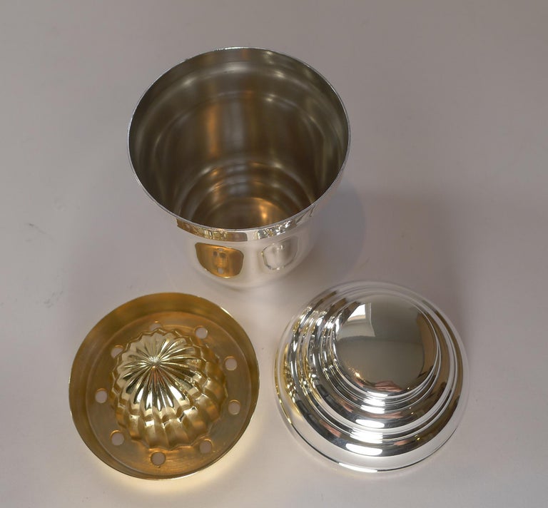 French Individual Cocktail Shaker With Lemon Squeezer by Rolland and