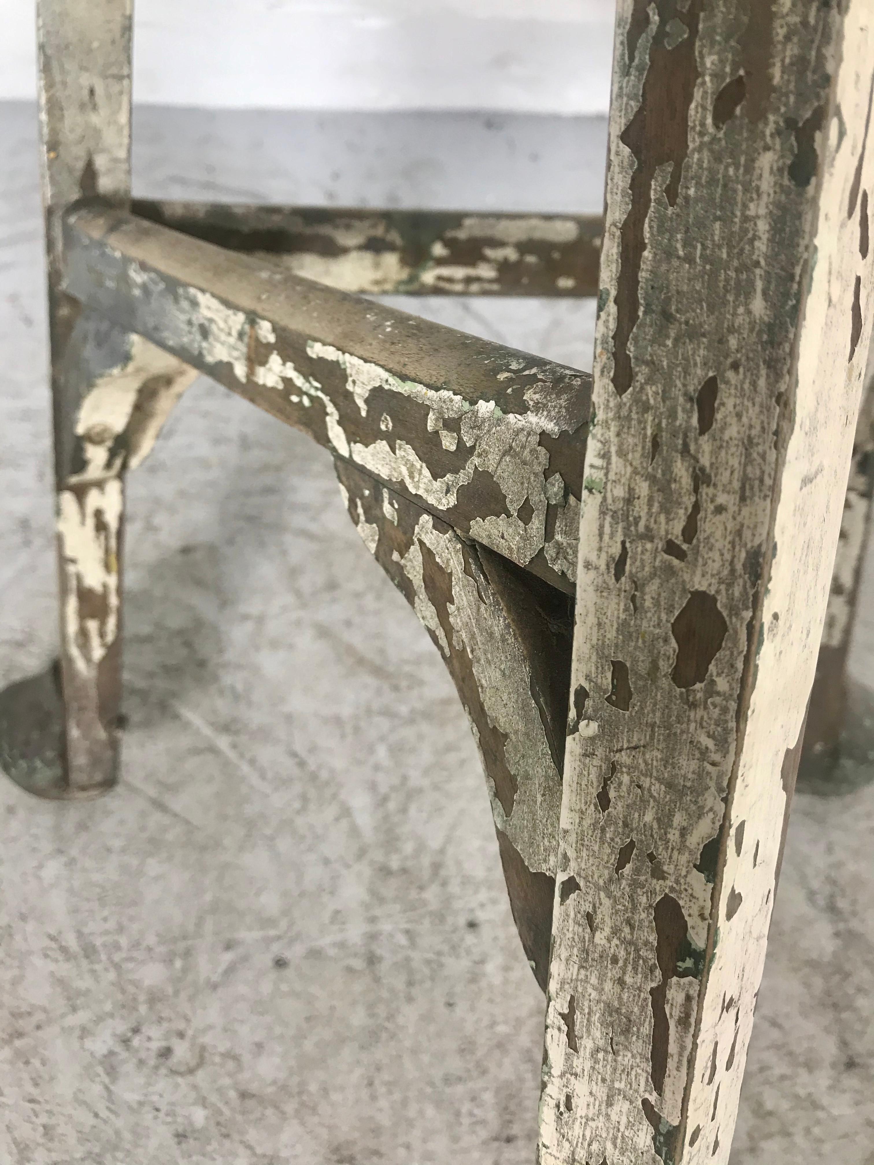 French Industrial Artist Stool, circa 1900s, Amazing Patina, Metal Hoofed Feet 1