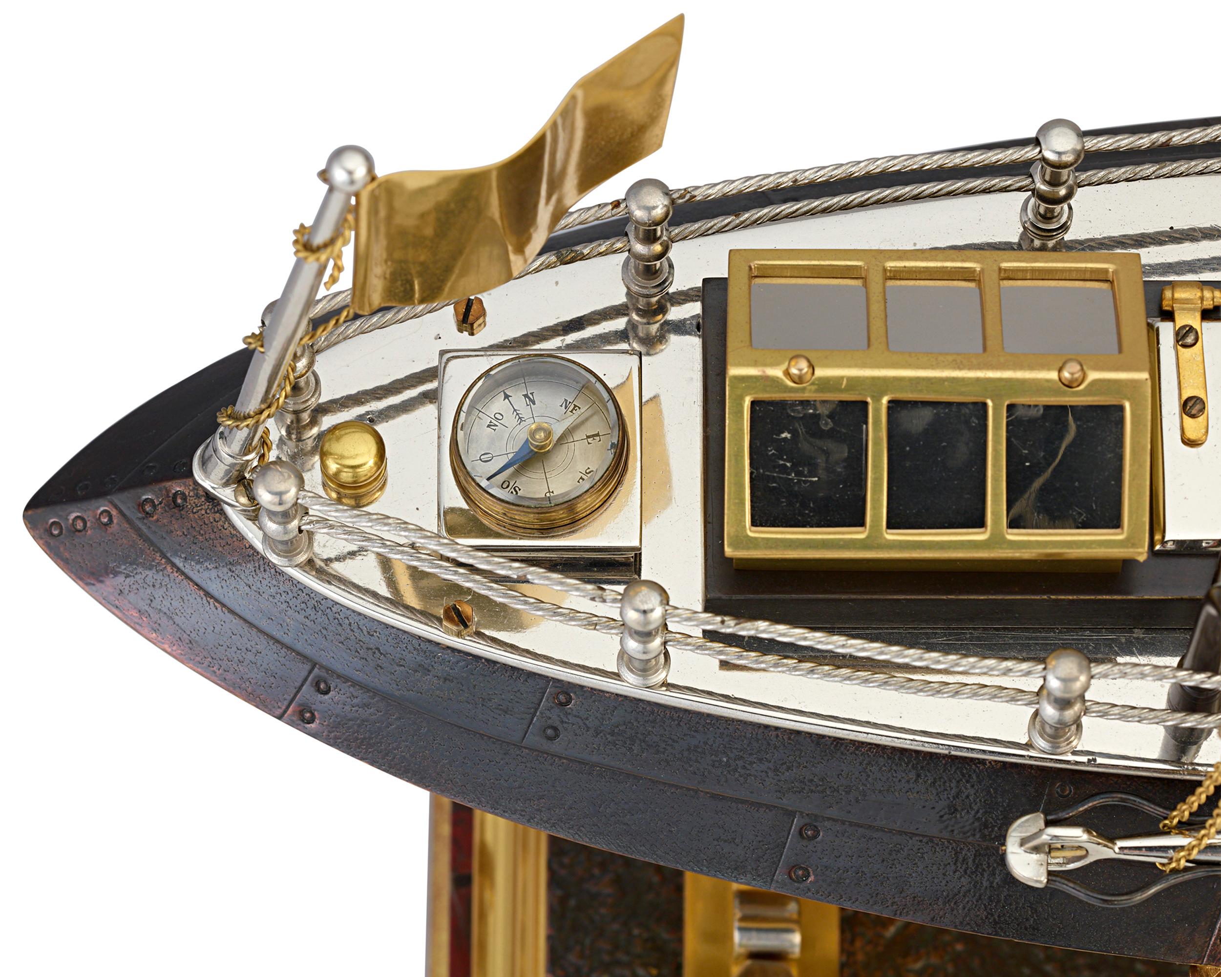 Gilt French Industrial Battleship Clock