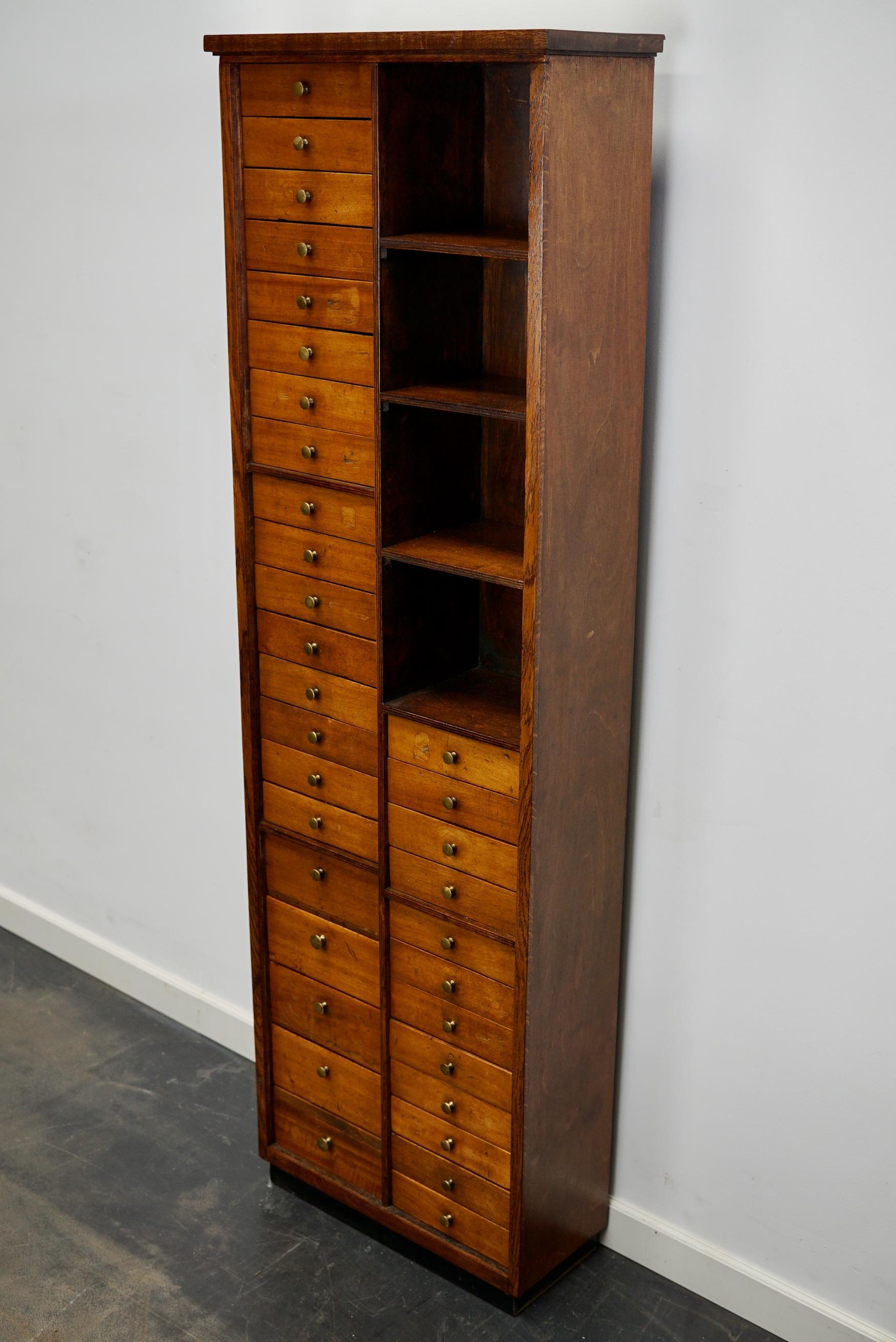 French Industrial Beech Apothecary / Watchmakers Cabinet, Mid 20th Century 9