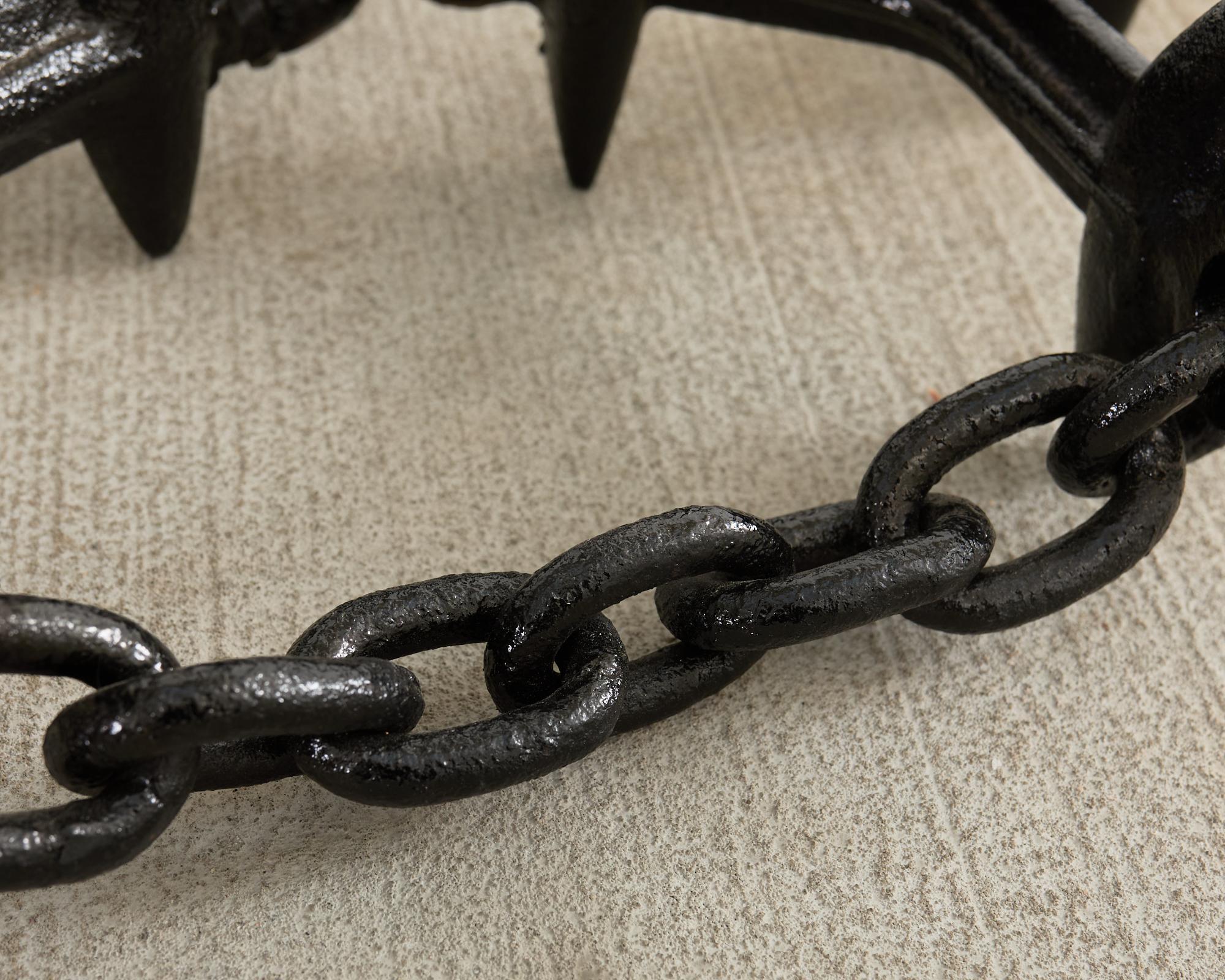 French Industrial Brutalist Iron Chain Link Floor Lamp For Sale 5