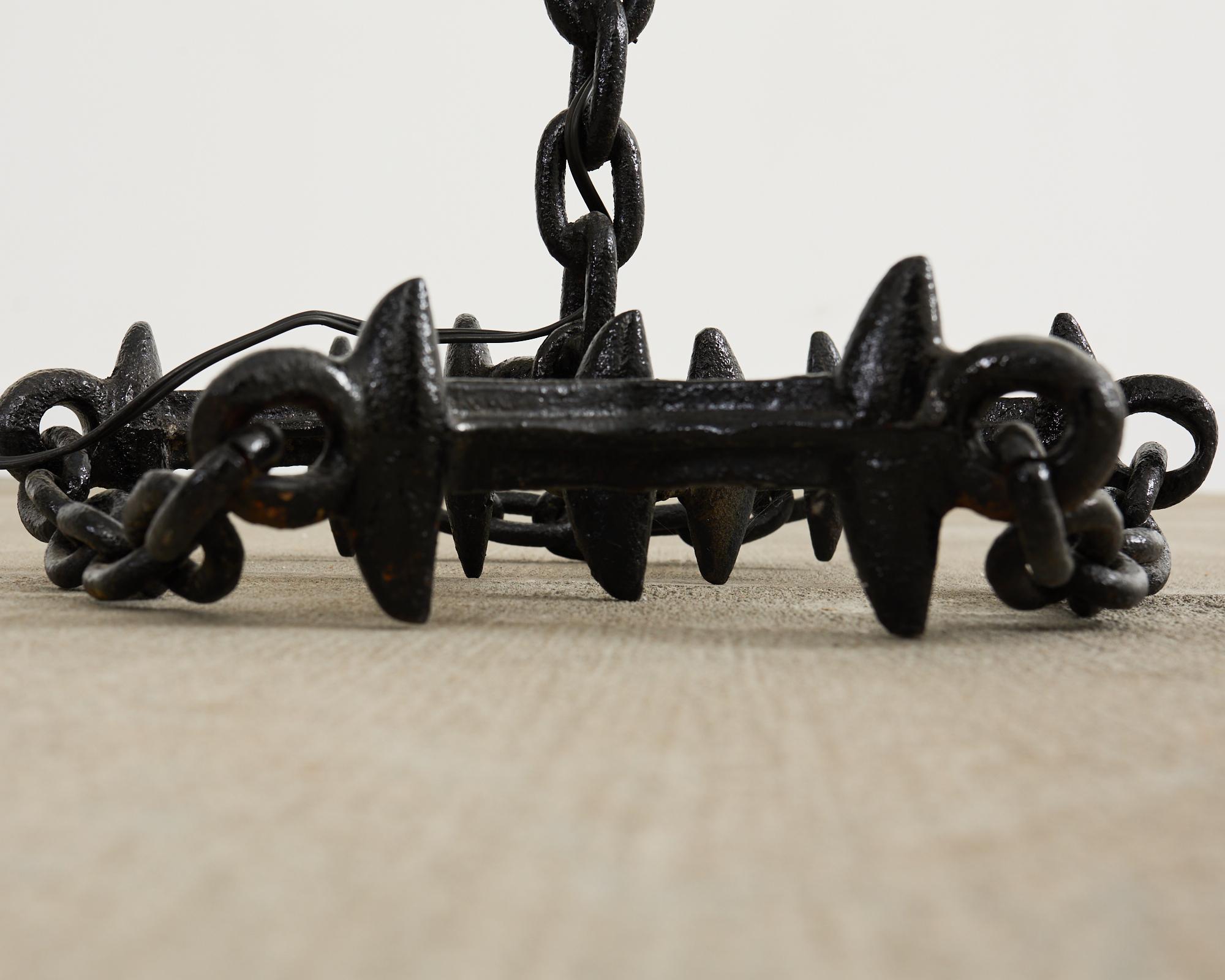 French Industrial Brutalist Iron Chain Link Floor Lamp For Sale 12